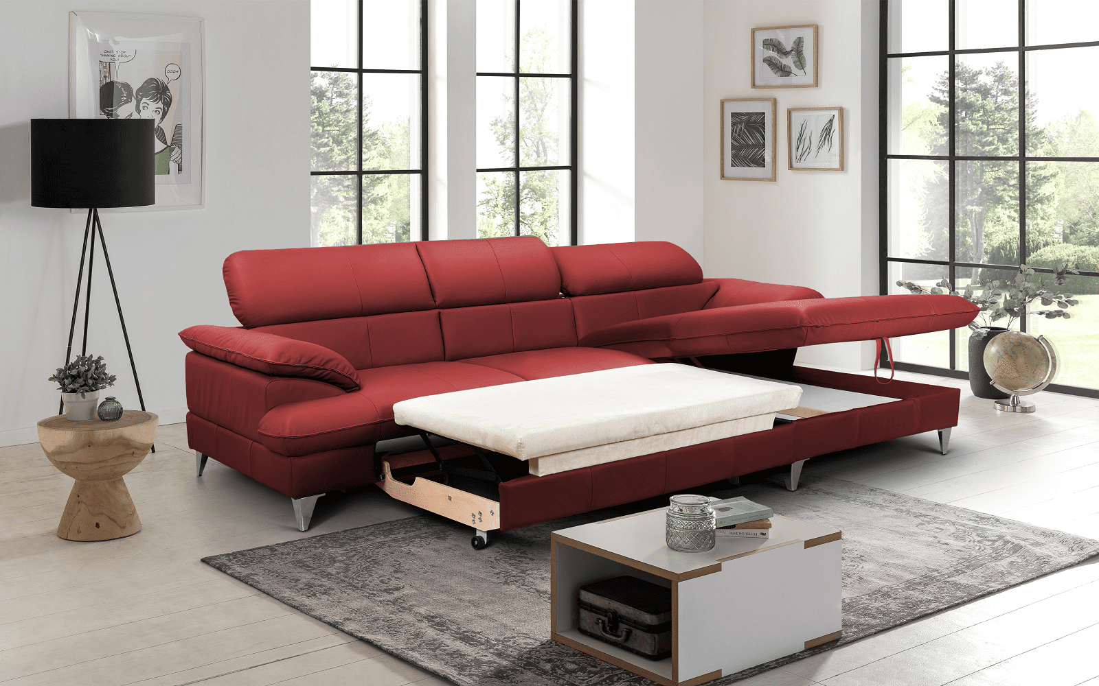 David Ecksofa Echtleder – Schlafsofa mit Bettkasten David Ecksofa Echtleder – Schlafsofa mit Bettkasten