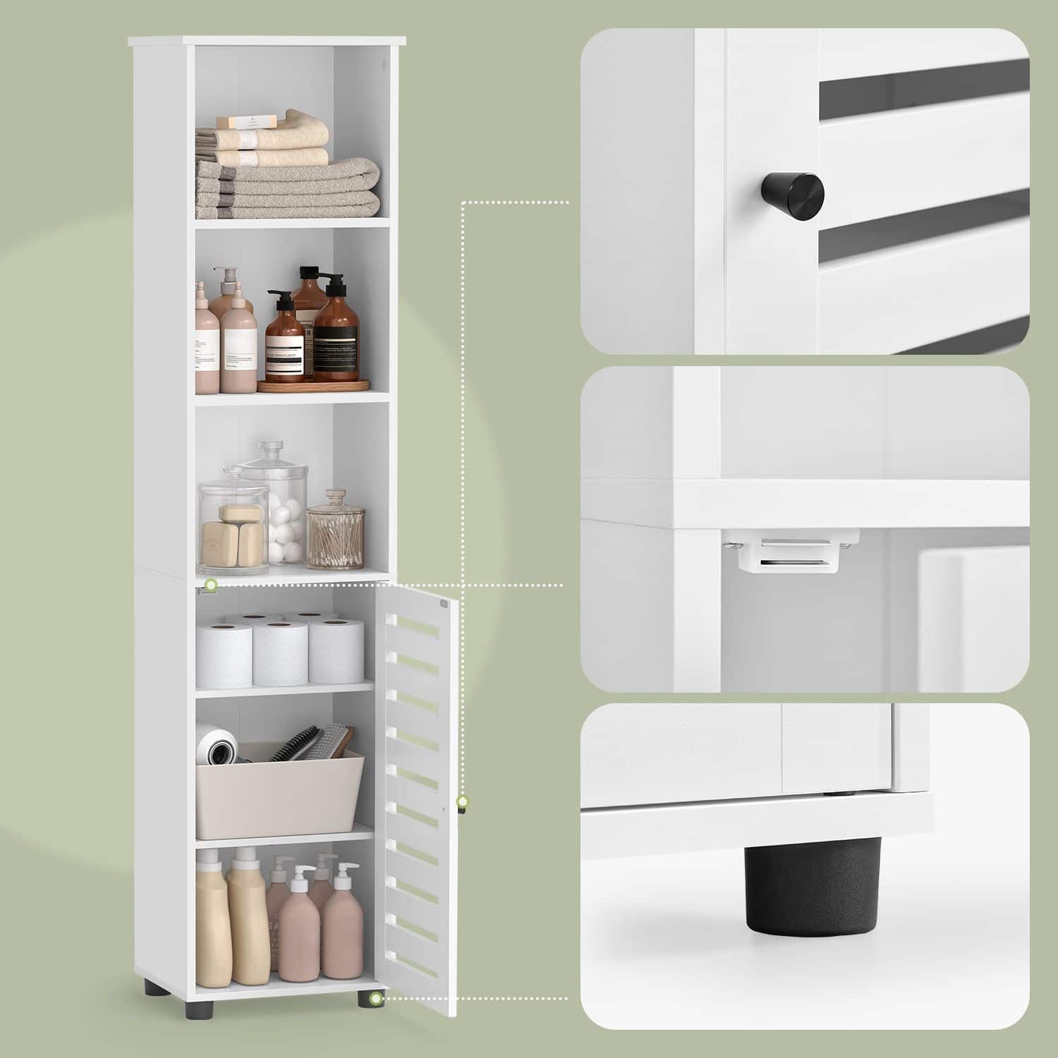 Hochschrank fürs Badezimmer, Badregal stehend, hoher Badezimmerschrank Hochschrank fürs Badezimmer, Badregal stehend, hoher Badezimmerschrank