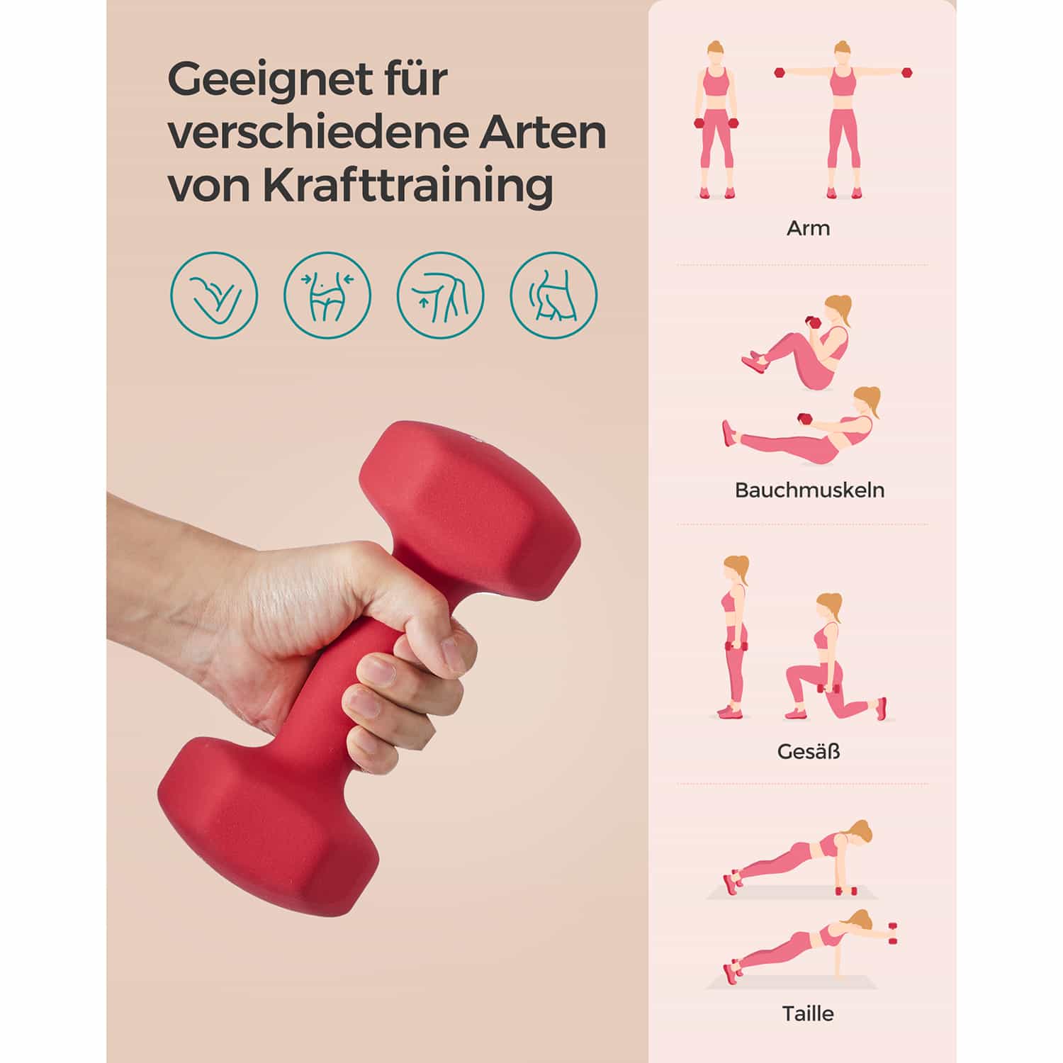 Kurzhanteln 2er-Set magentarot