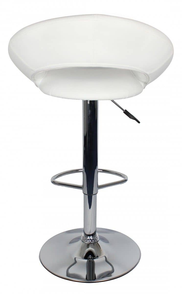 Barhocker Hocker Bezug Kunstleder weiß höhenverstellbar Design Barstuhl ohne Rückenlehne Chrom 110 kg Barhocker Hocker Bezug Kunstleder weiß höhenverstellbar Design Barstuhl ohne Rückenlehne Chrom 110 kg