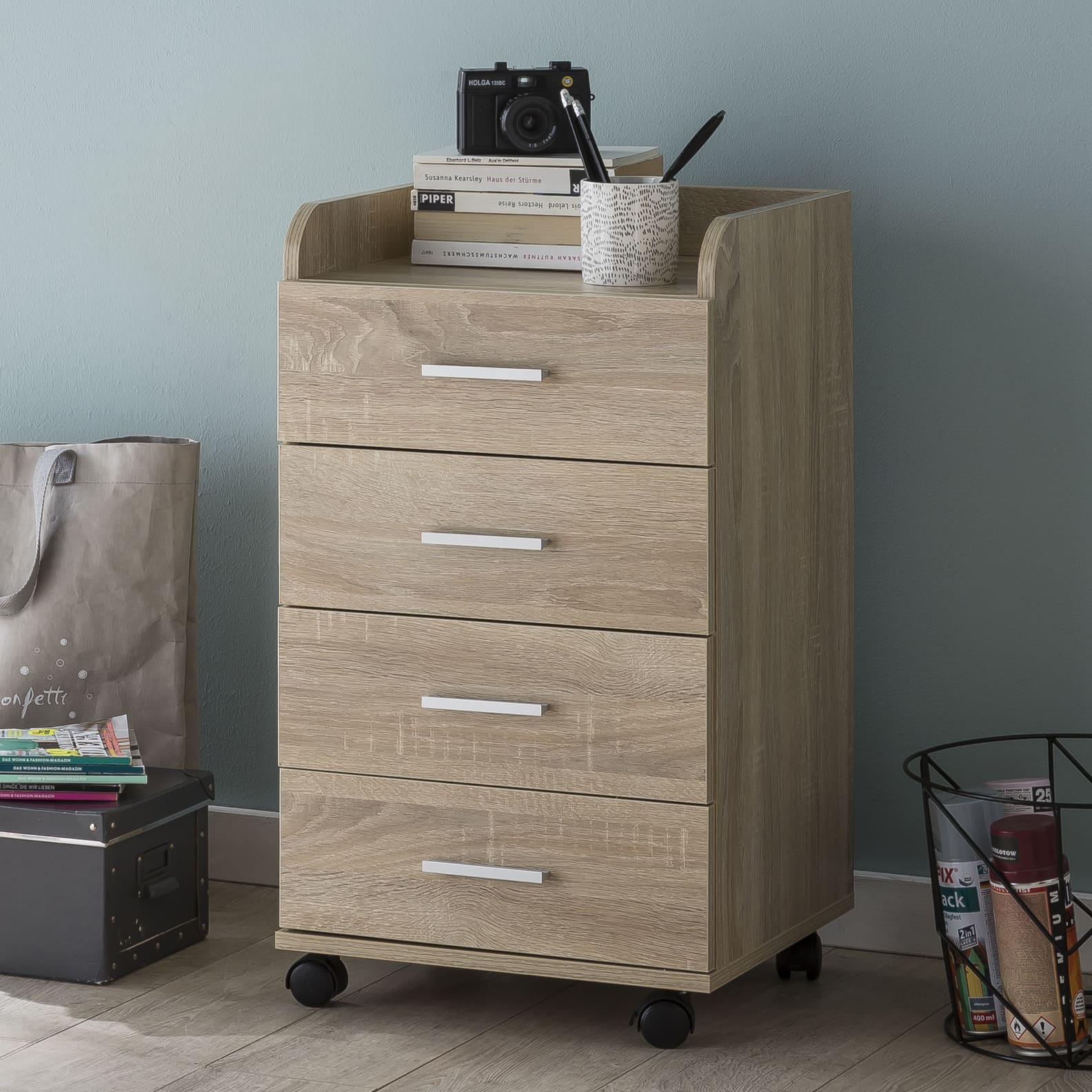 47553-WOHNLING-Rollcontainer-KENT-40x35x65-Sonoma_1 Rollcontainer WL5.749 40x70,5x33cm Sonoma