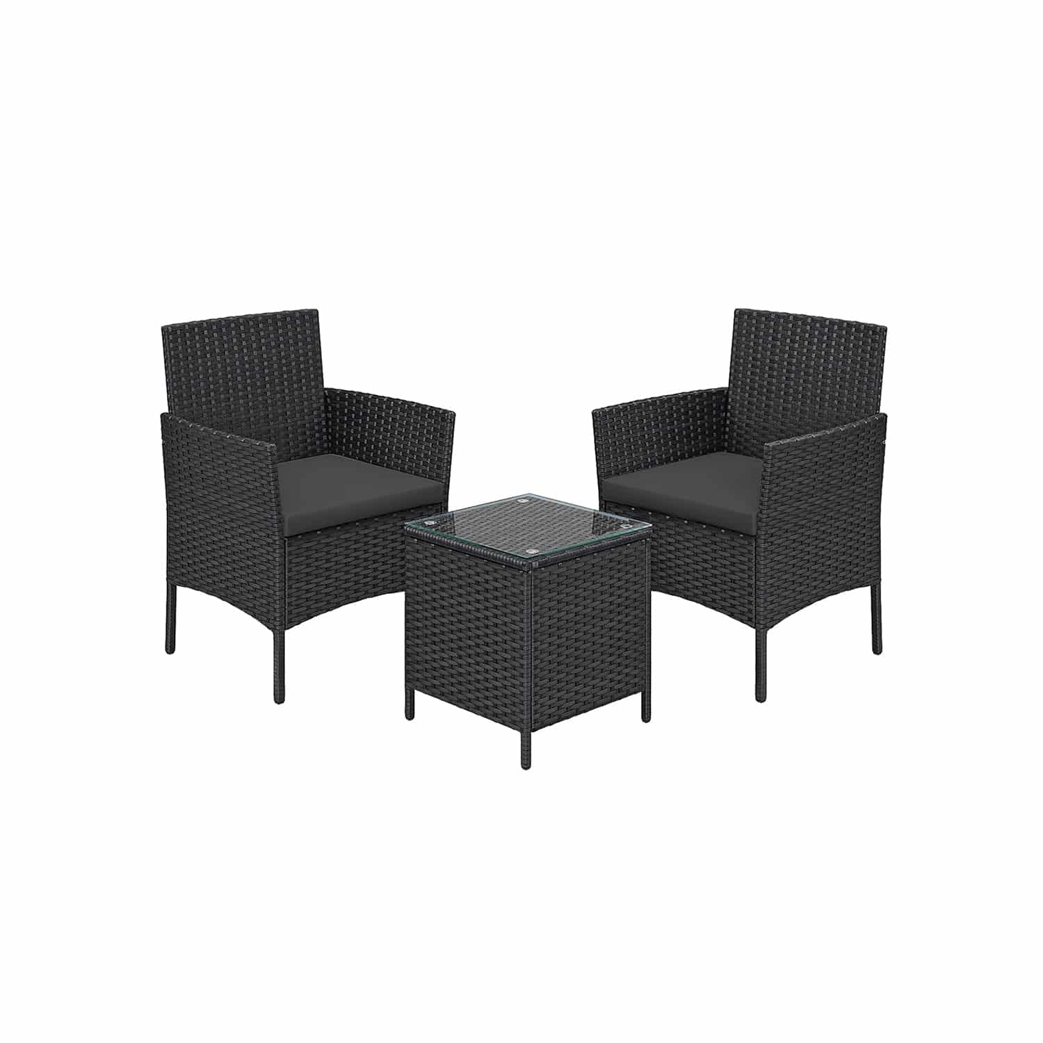 Gartenmöbel-Set aus PE-Polyrattan schwarz-grau-B34GGF003B02
