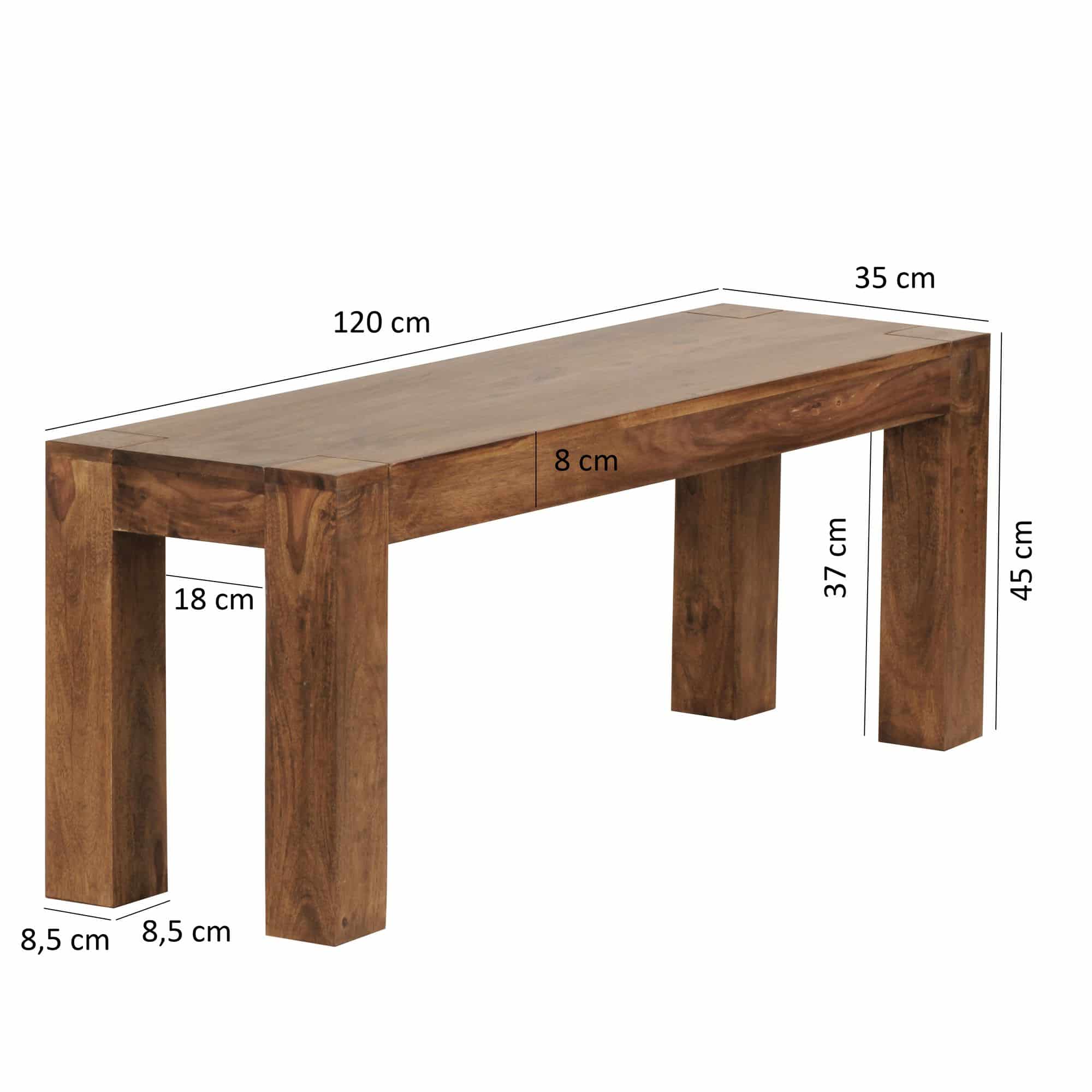 Esszimmer Sitzbank MUMBAI Massiv-Holz Sheesham 120 x 45 x 35 cm Holz-Bank Natur-Produkt Küchenbank im Landhaus-Stil Esszimmer Sitzbank MUMBAI Massiv-Holz Sheesham 120 x 45 x 35 cm Holz-Bank Natur-Produkt Küchenbank im Landhaus-Stil