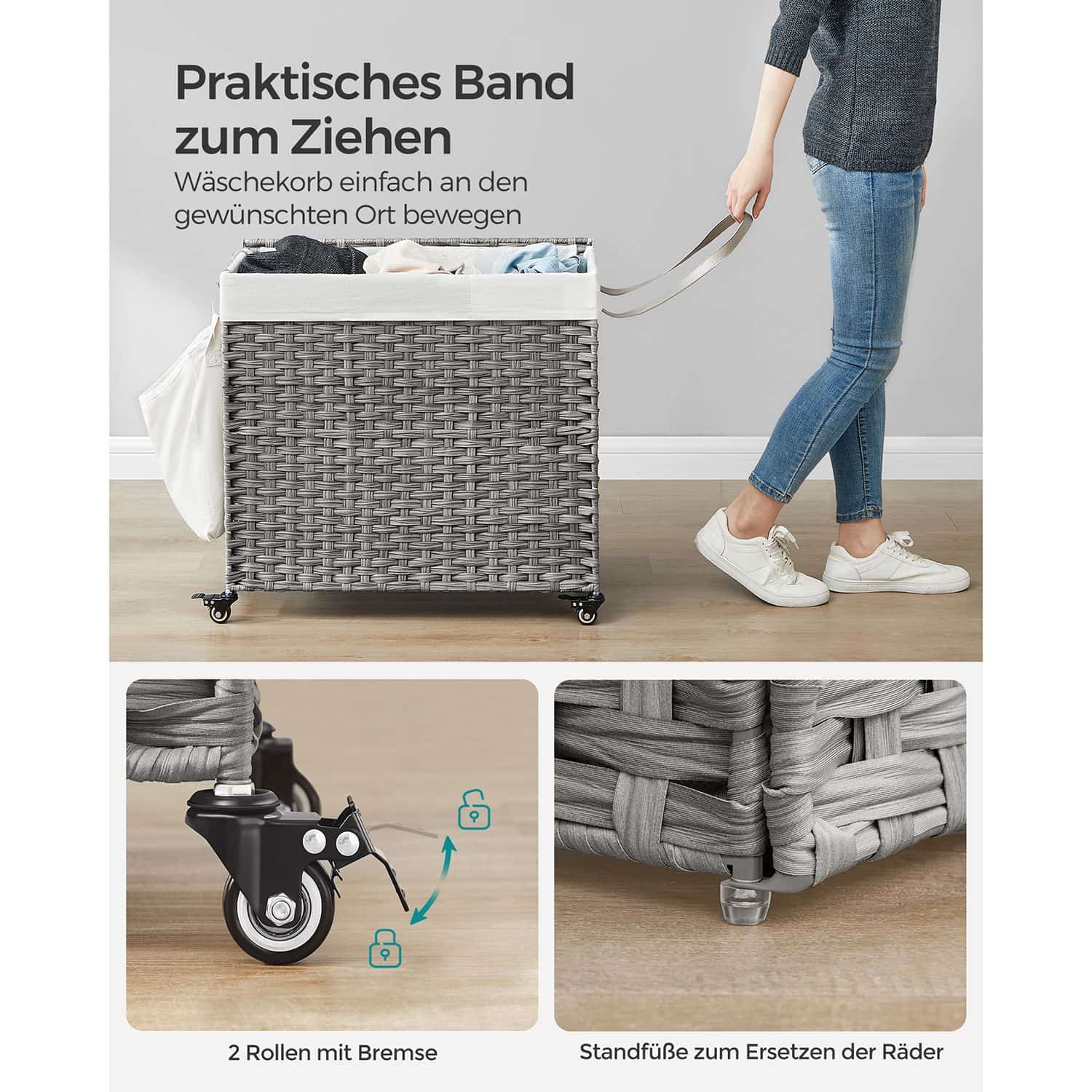 Wäschesammler mit 3 Fächern Wäschesammler mit 3 Fächern