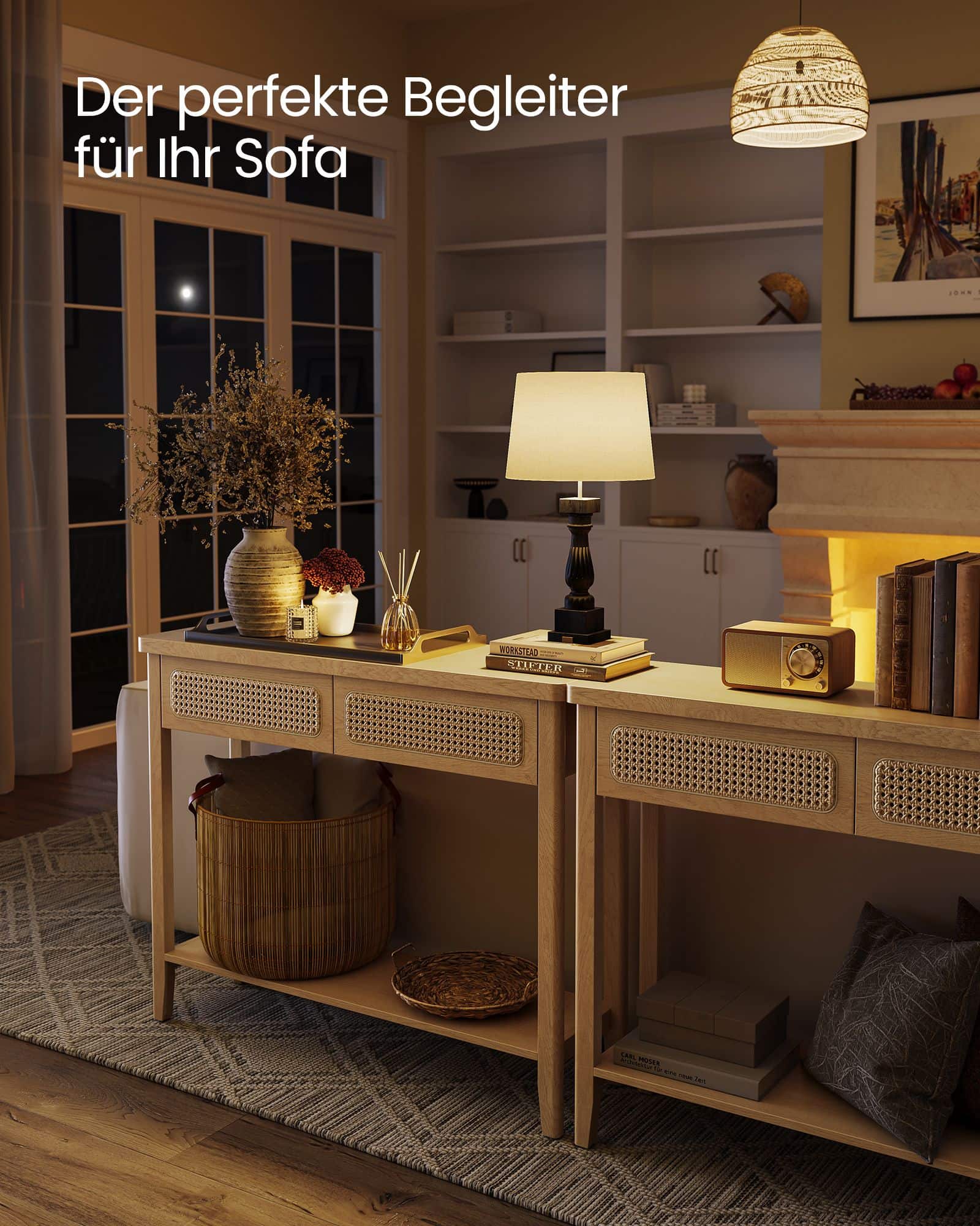 Konsolentisch mit 2 Schubladen Boho-Stil