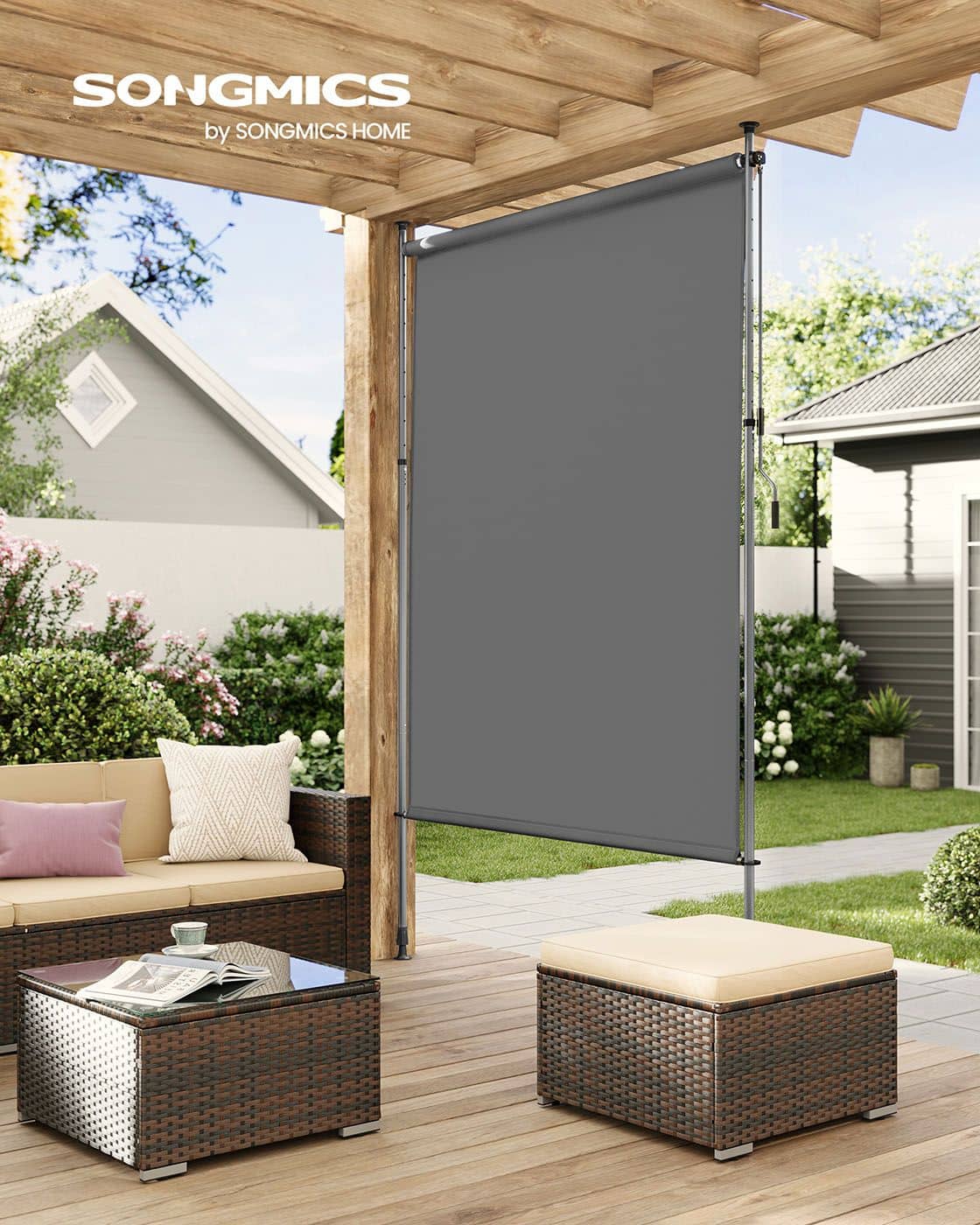 Senkrechtmarkise höhenverstellbar 200 x (220-300) cm anthrazitgrau Senkrechtmarkise höhenverstellbar 200 x (220-300) cm anthrazitgrau