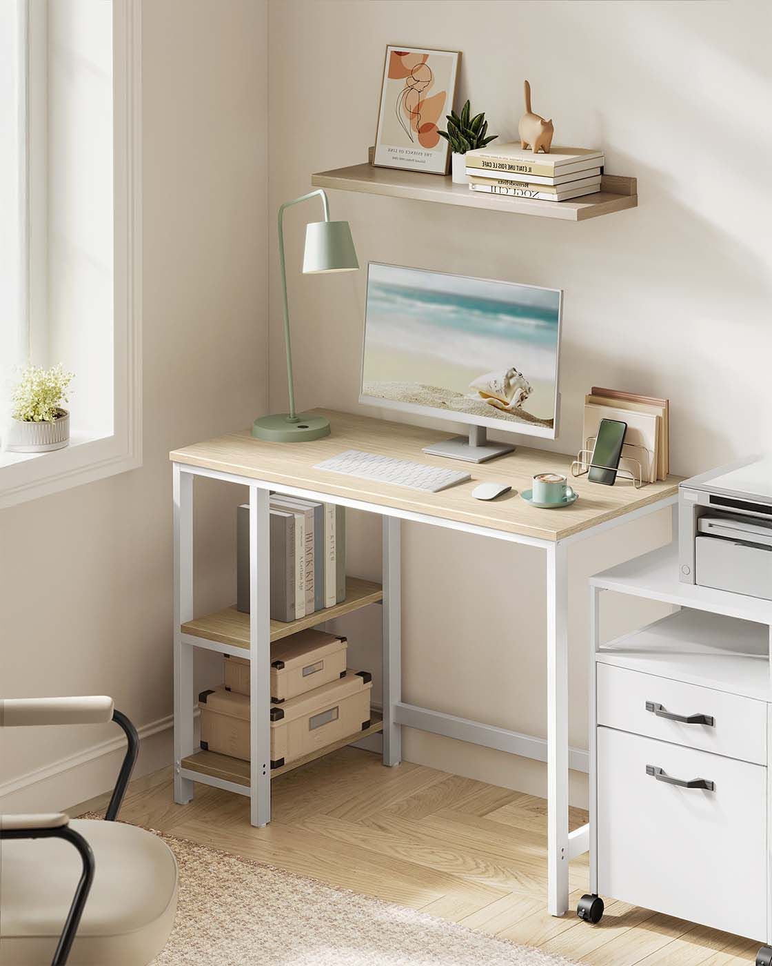 Bürotisch 100 x 50 x 76 cm naturbeige-perlweiß Bürotisch 100 x 50 x 76 cm naturbeige-perlweiß