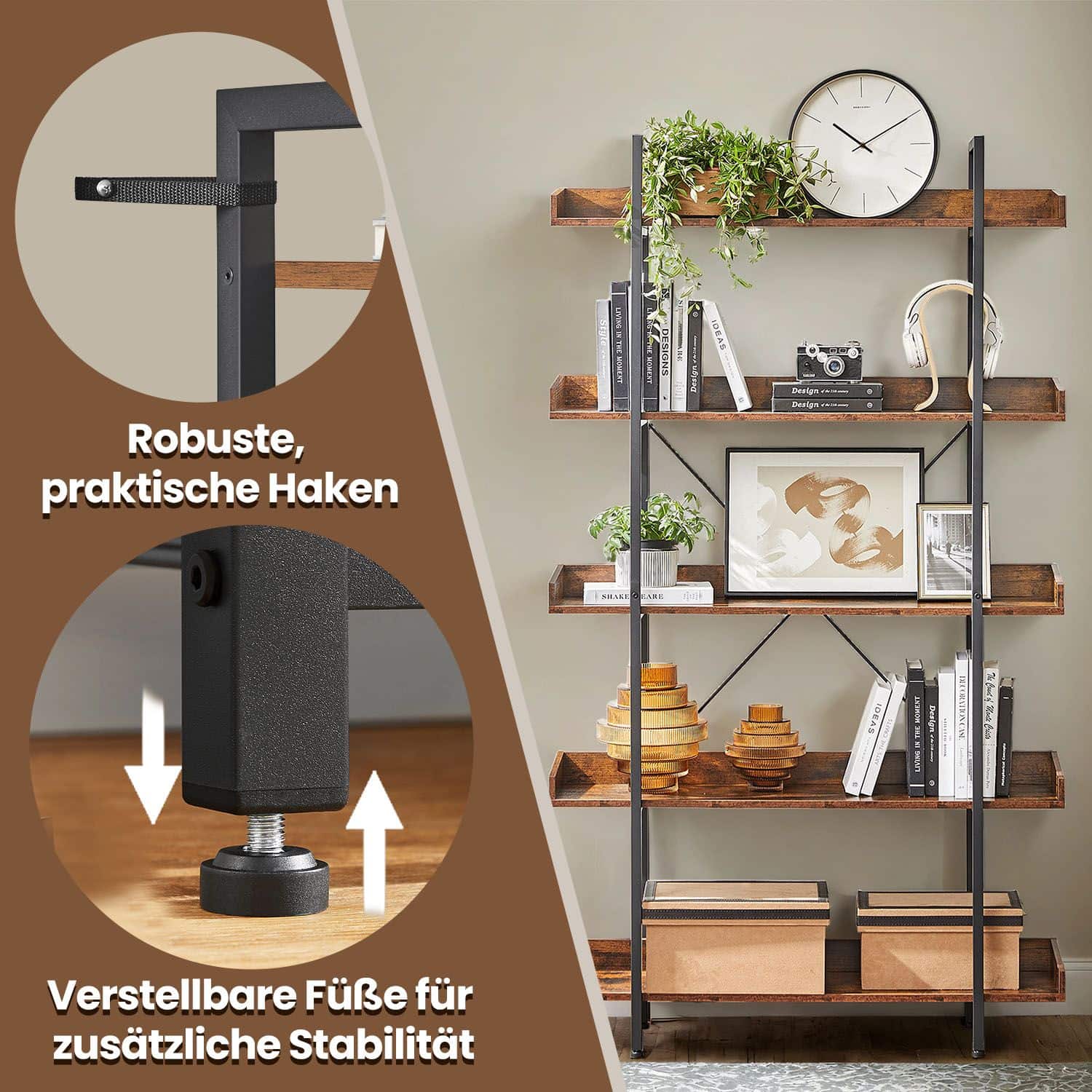 Bücherregal mit 5 Ebenen Bücherregal mit 5 Ebenen