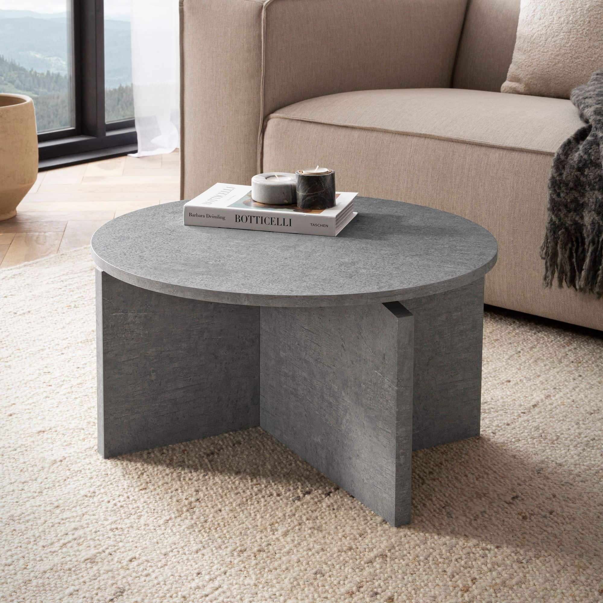 Couchtisch 60x60x33 cm Grau Sofatisch in Beton-Optik Modern Couchtisch 60x60x33 cm Grau Sofatisch in Beton-Optik Modern