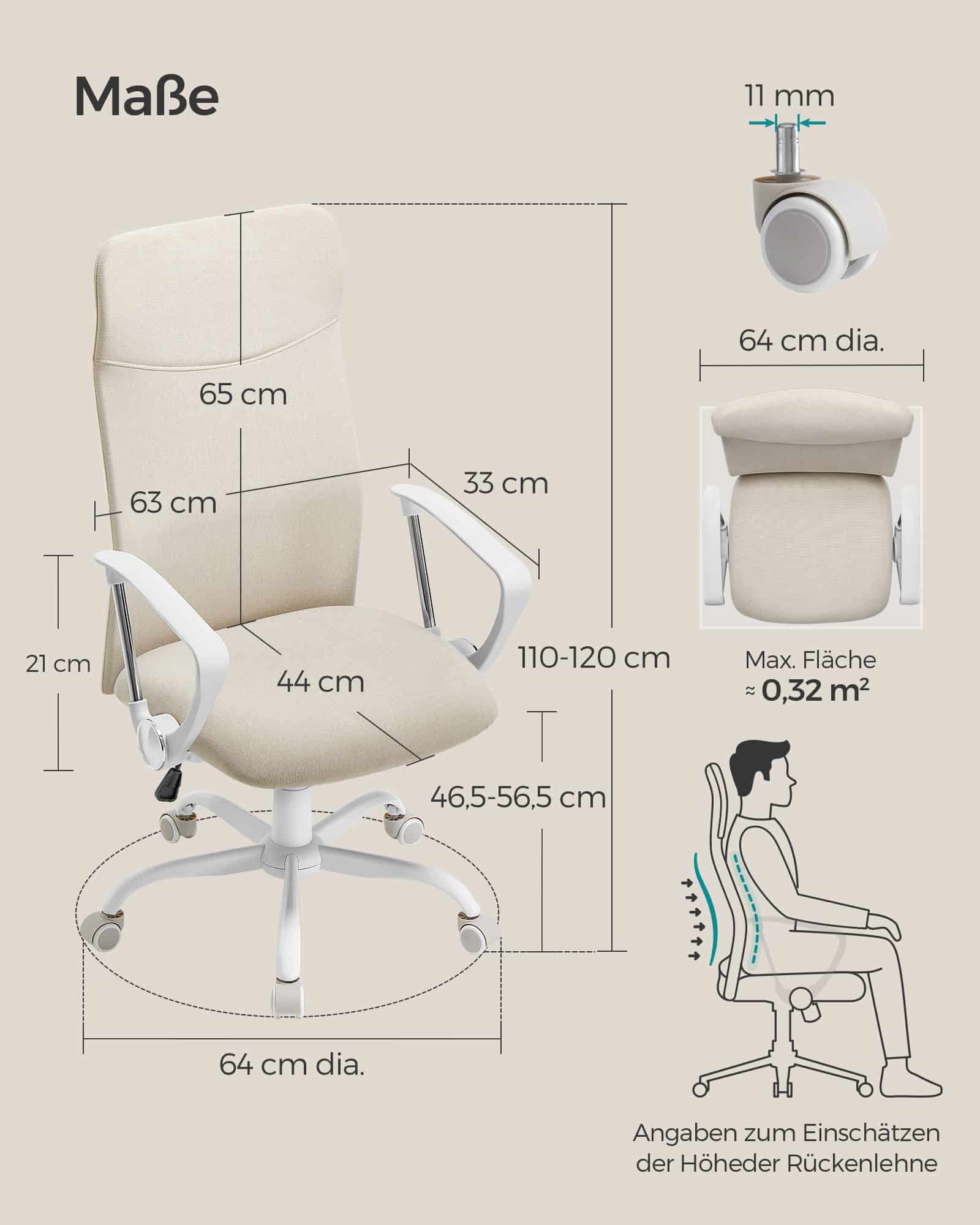 Bürostuhl gepolstert höhenverstellbar und neigbar cappuccinobeige Bürostuhl gepolstert höhenverstellbar und neigbar cappuccinobeige