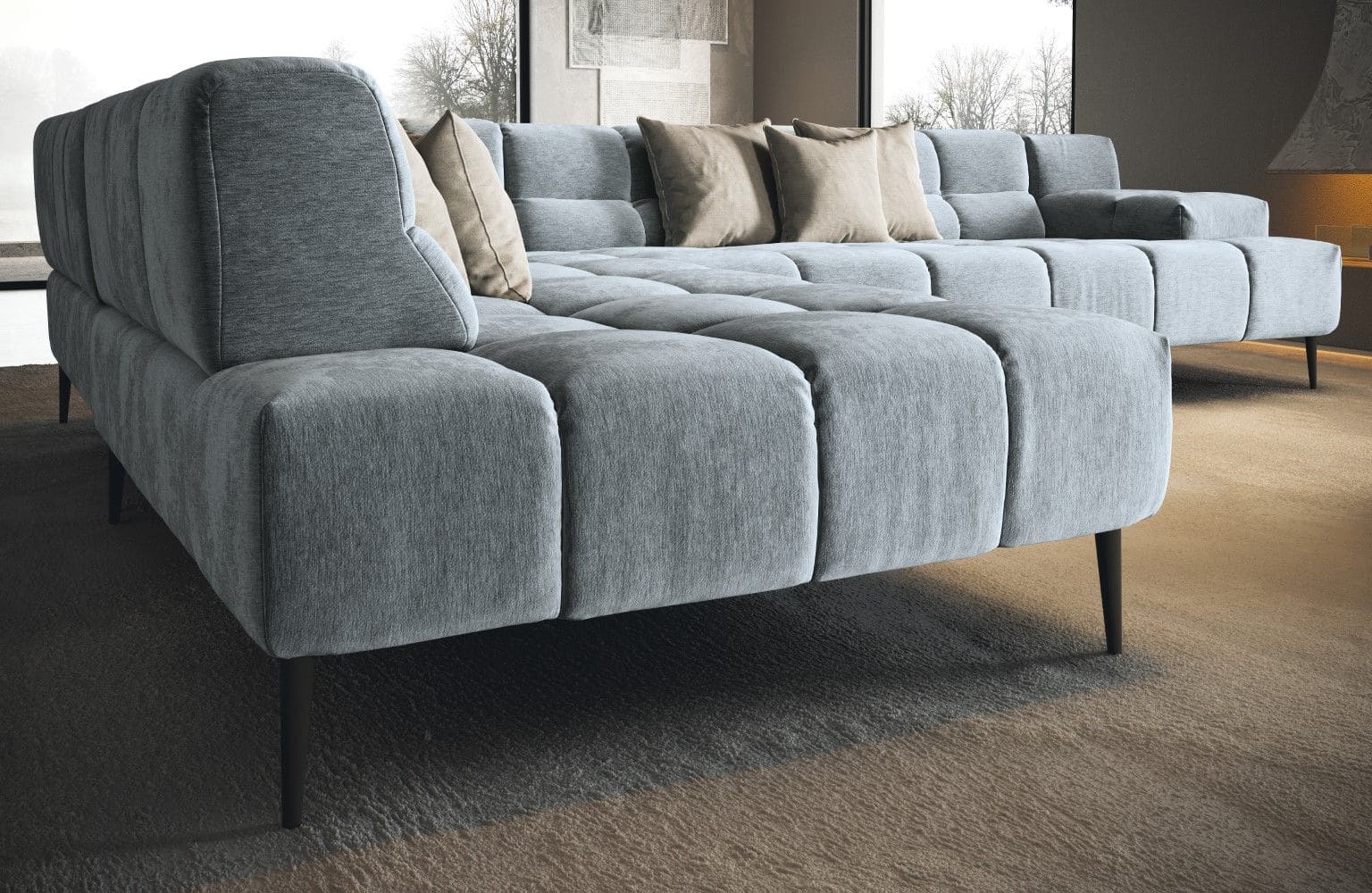 Liam Ecksofa aus Chenille mit verstellbarer Sitztiefe – hochwertiges Design von designwerk