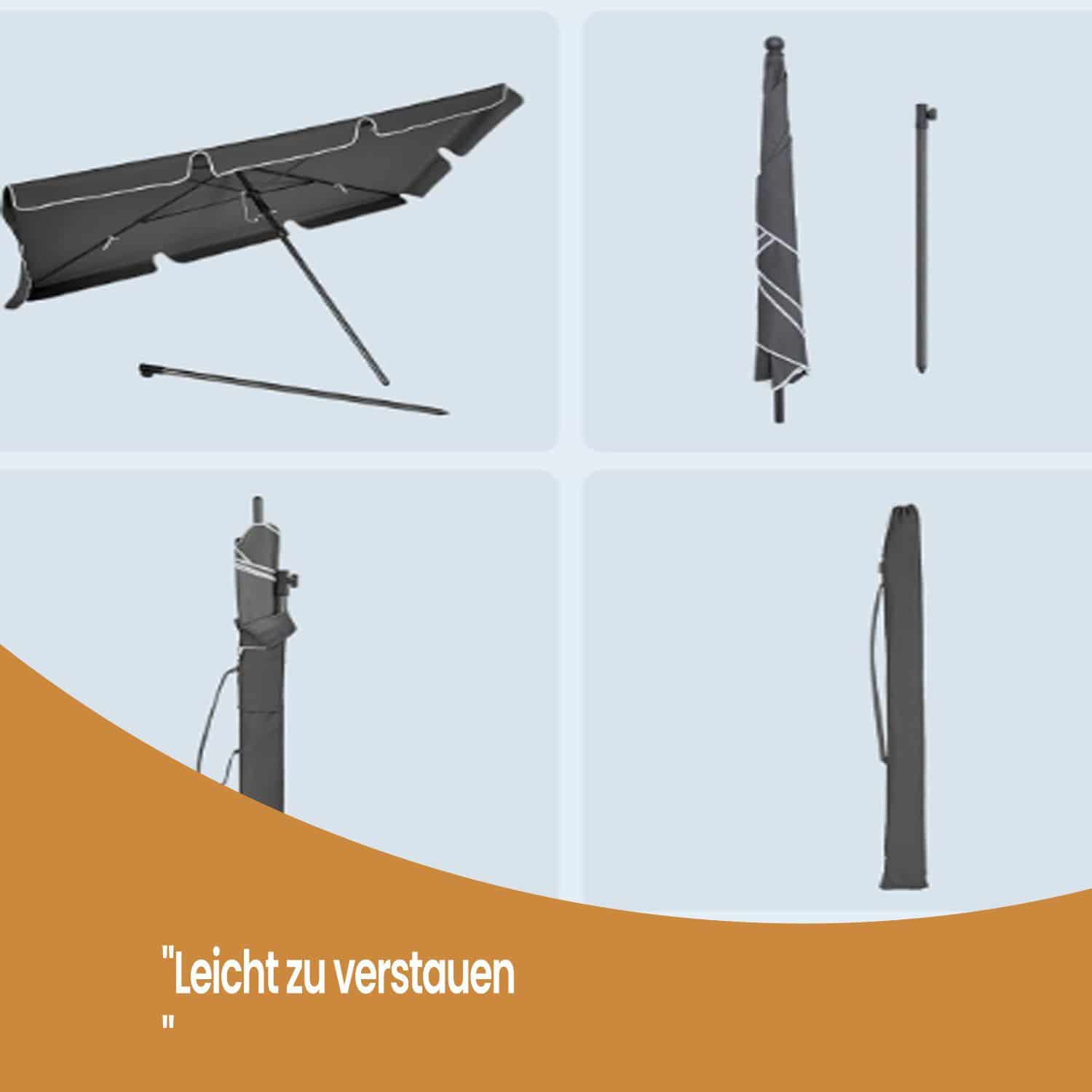 Sonnenschirm 180 x 125 cm, Balkonschirm UPF 50+, Sonnenschutz Sonnenschirm 180 x 125 cm, Balkonschirm UPF 50+, Sonnenschutz