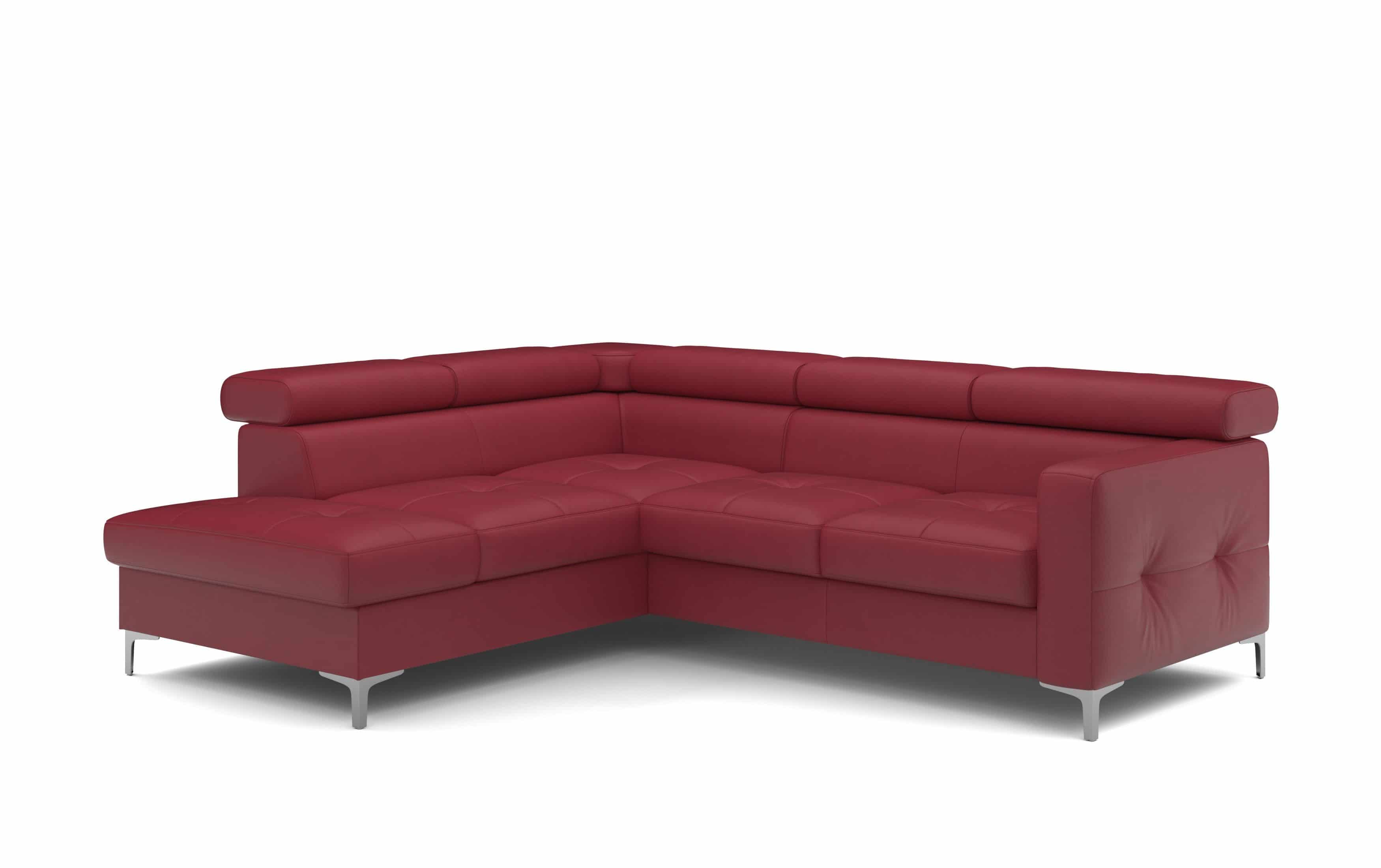 Echtleder Ecksofa Sammy mit Schlaffunktion & Bettkasten in rot - Cotta Echtleder Ecksofa Sammy mit Schlaffunktion & Bettkasten in rot - Cotta