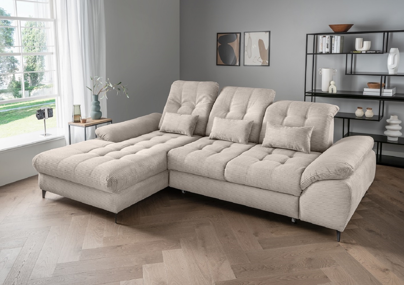 Das Ecksofa Modell Delphino in Cord - Schlaffunktion und Bettkasten inklusive Das Ecksofa Modell Delphino in Cord - Schlaffunktion und Bettkasten inklusive