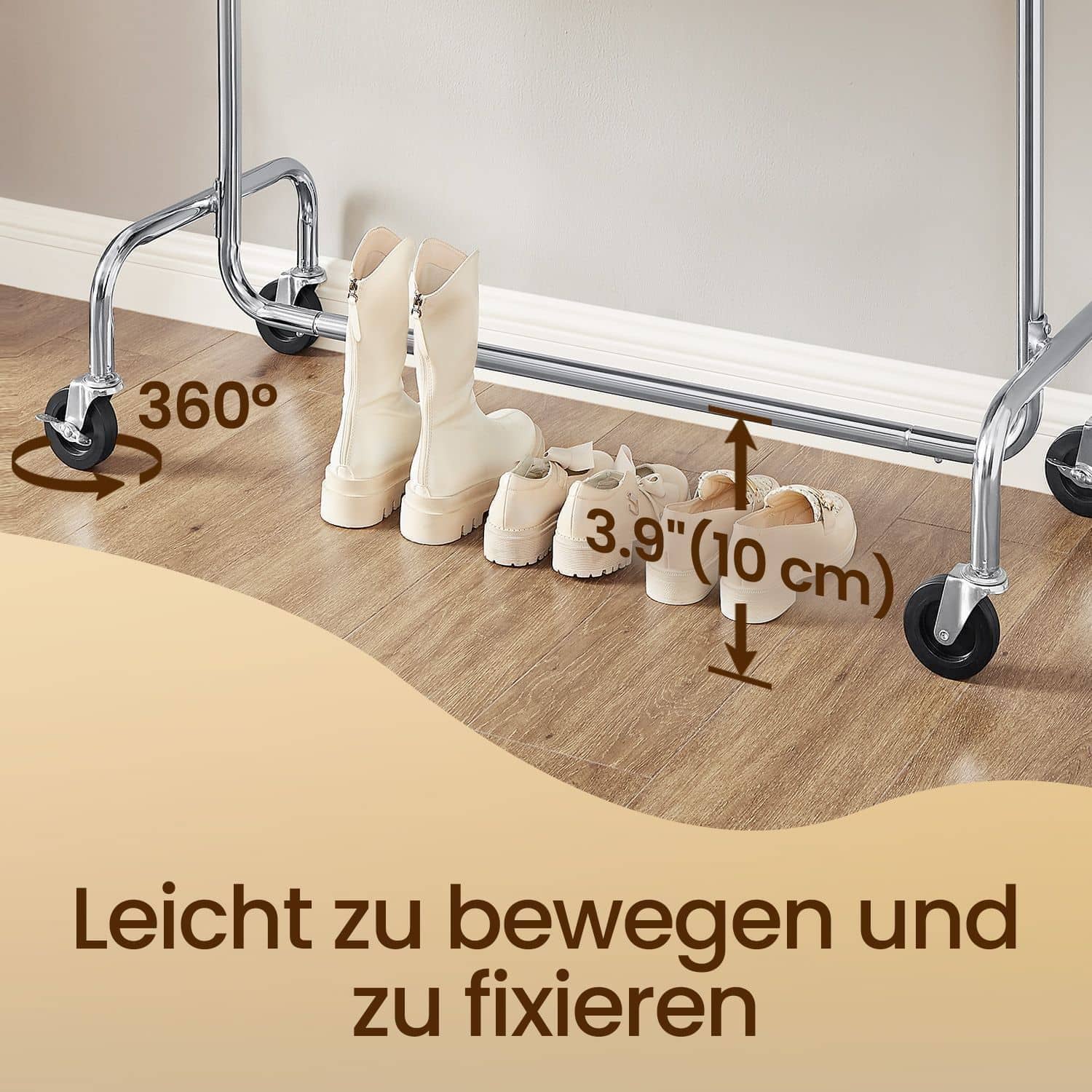 Kleiderständer auf Rollen, Garderobenständer, ausziehbare Kleiderstange Kleiderständer auf Rollen, Garderobenständer, ausziehbare Kleiderstange