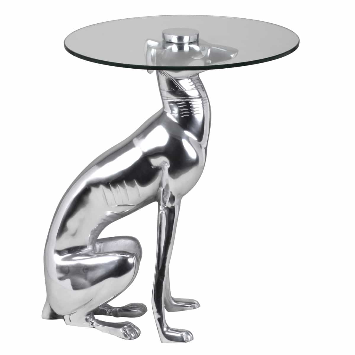 38947-Wohnling-Beistelltisch-DOG-Silber-40-cm-WL1_1 Design Deko Beistelltisch Figur DOG aus Aluminium Farbe Silber