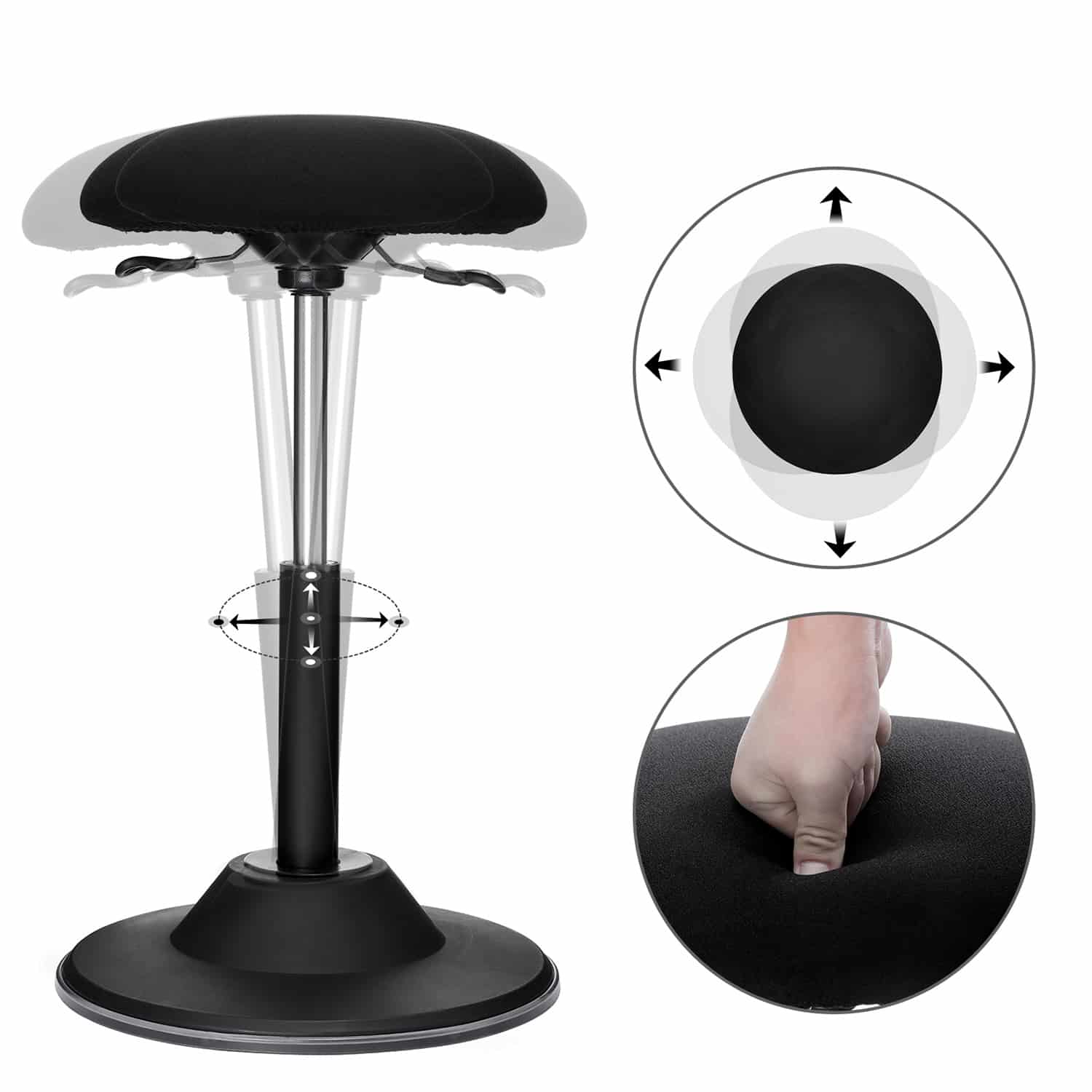 Höhenverstellbarer Bürohocker Schwarz-OSC01BK Höhenverstellbarer Bürohocker Schwarz-OSC01BK