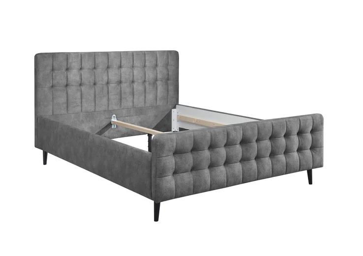 Bett Yaron 180x200 cm Anthrazit mit Stepp-Kopfteil | ohne Lattenrost | ohne Matratzen