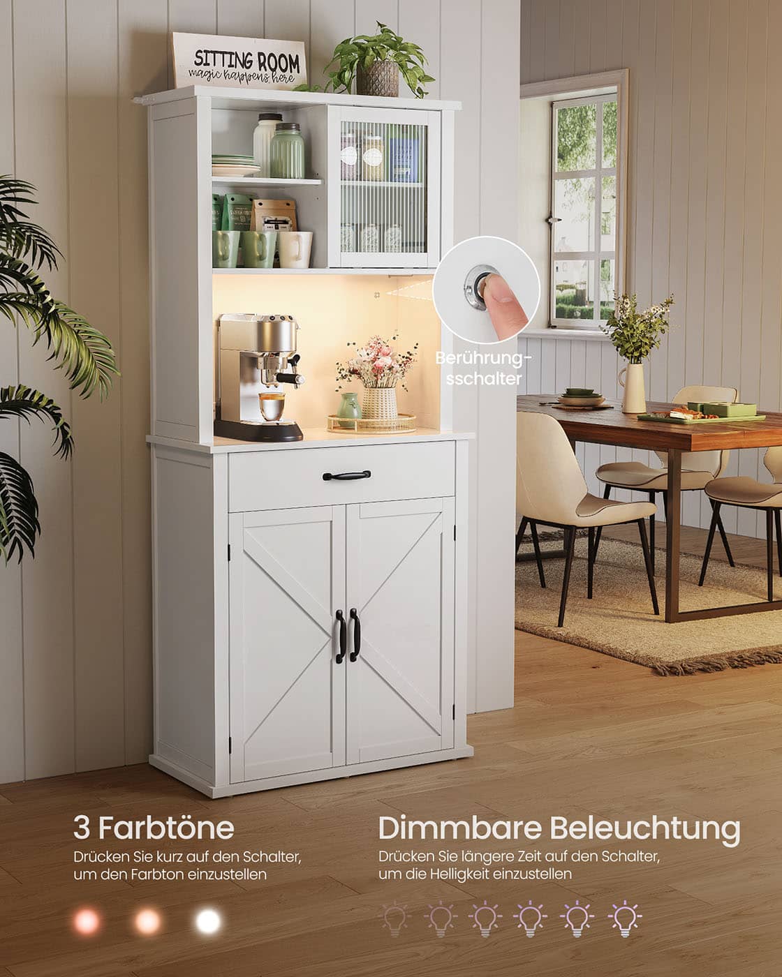Sideboard mit Beleuchtung wolkenweiß Sideboard mit Beleuchtung wolkenweiß
