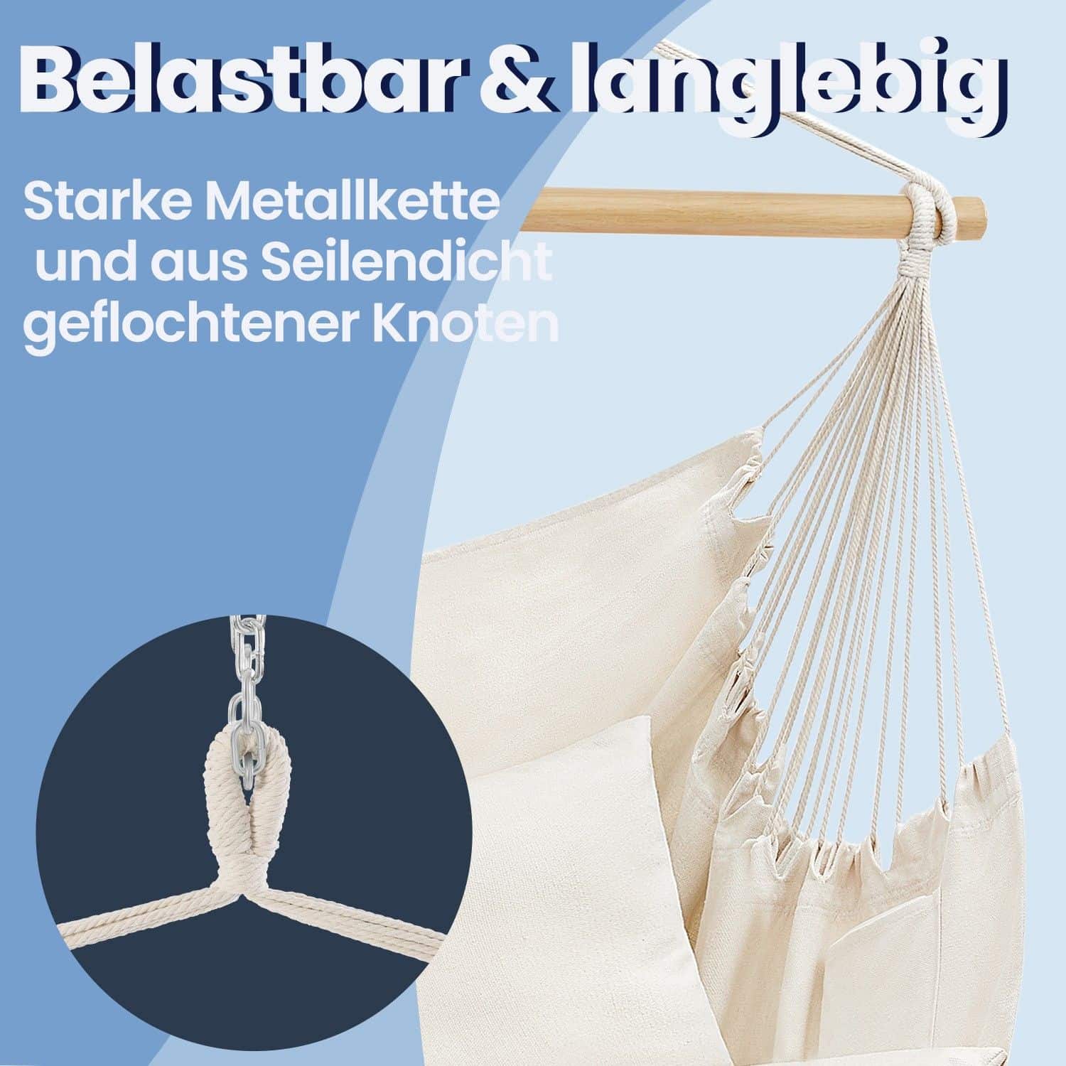 Hängesessel, Hängeschaukel mit 2 Kissen, Hängestuhl Hängesessel, Hängeschaukel mit 2 Kissen, Hängestuhl