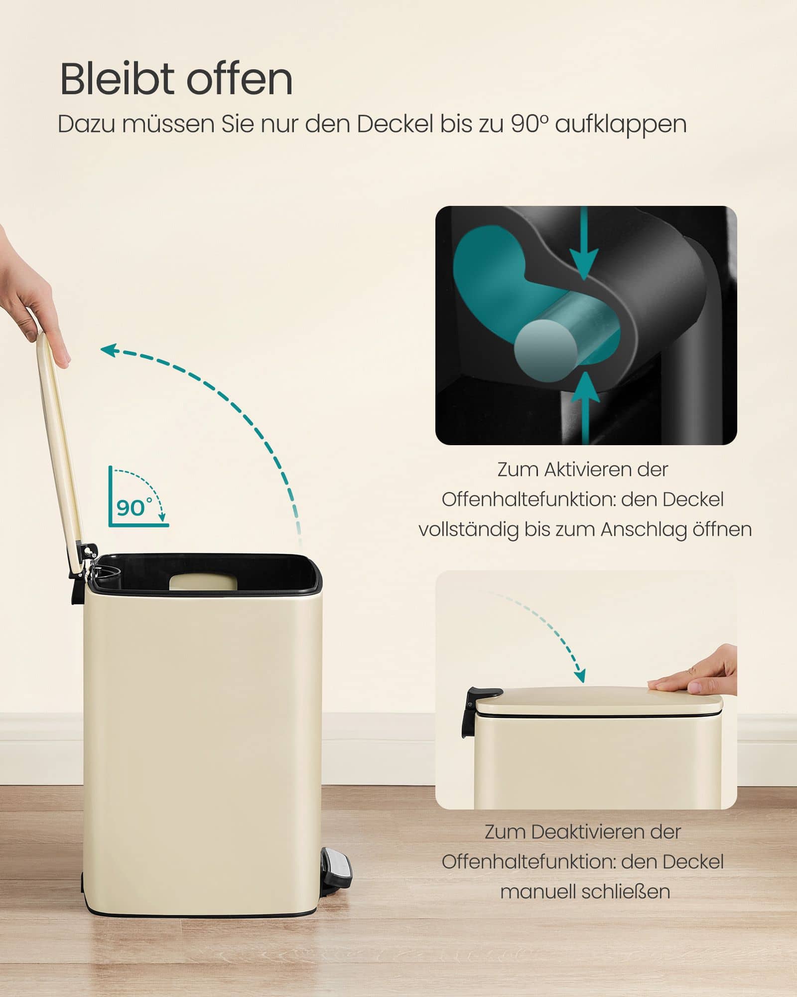 Mülleimer 20 L aus Stahl – Sandbeige Mülleimer 20 L aus Stahl – Sandbeige