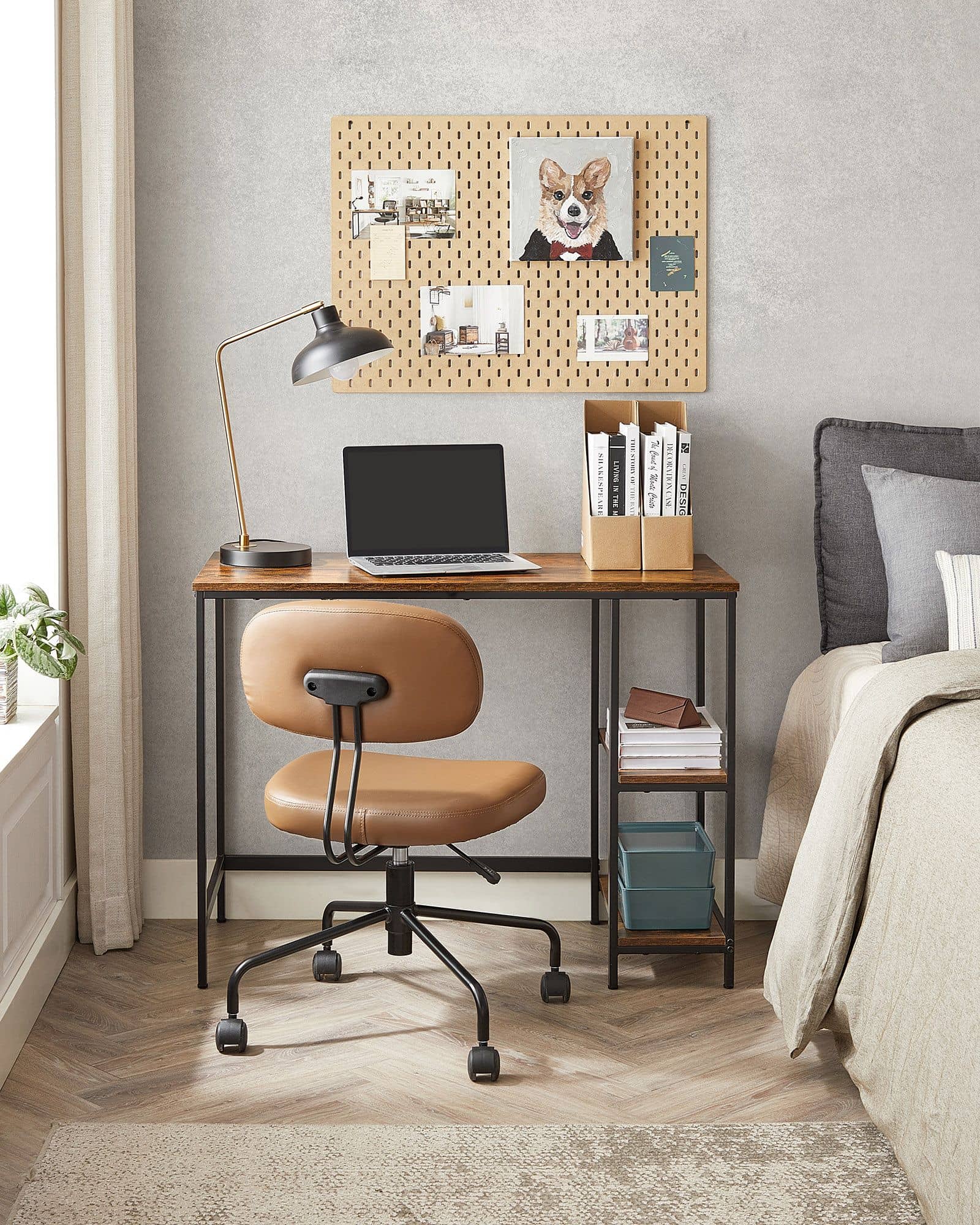 Industrie-Look Schreibtisch mit 2 Ablagen-LWD046B01 Industrie-Look Schreibtisch mit 2 Ablagen-LWD046B01