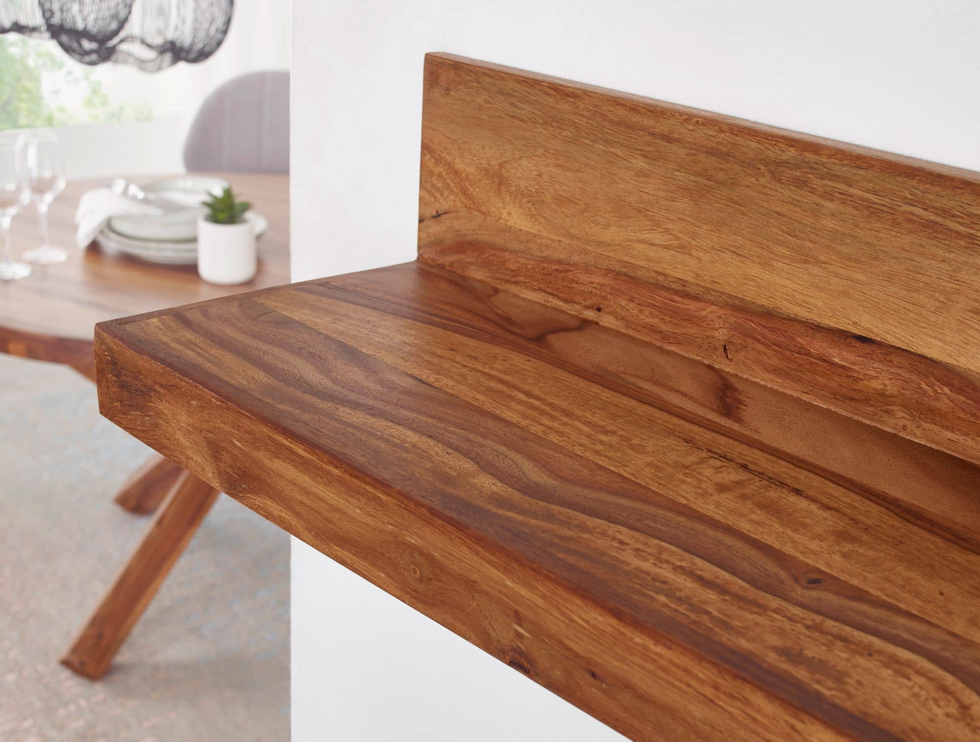 Wandregal MUMBAI Massiv-Holz Sheesham Holzregal 140 cm Landhaus-Stil Hänge-Regal Echt-Holz Wand-Board Natur-Produkt Wandregal MUMBAI Massiv-Holz Sheesham Holzregal 140 cm Landhaus-Stil Hänge-Regal Echt-Holz Wand-Board Natur-Produkt