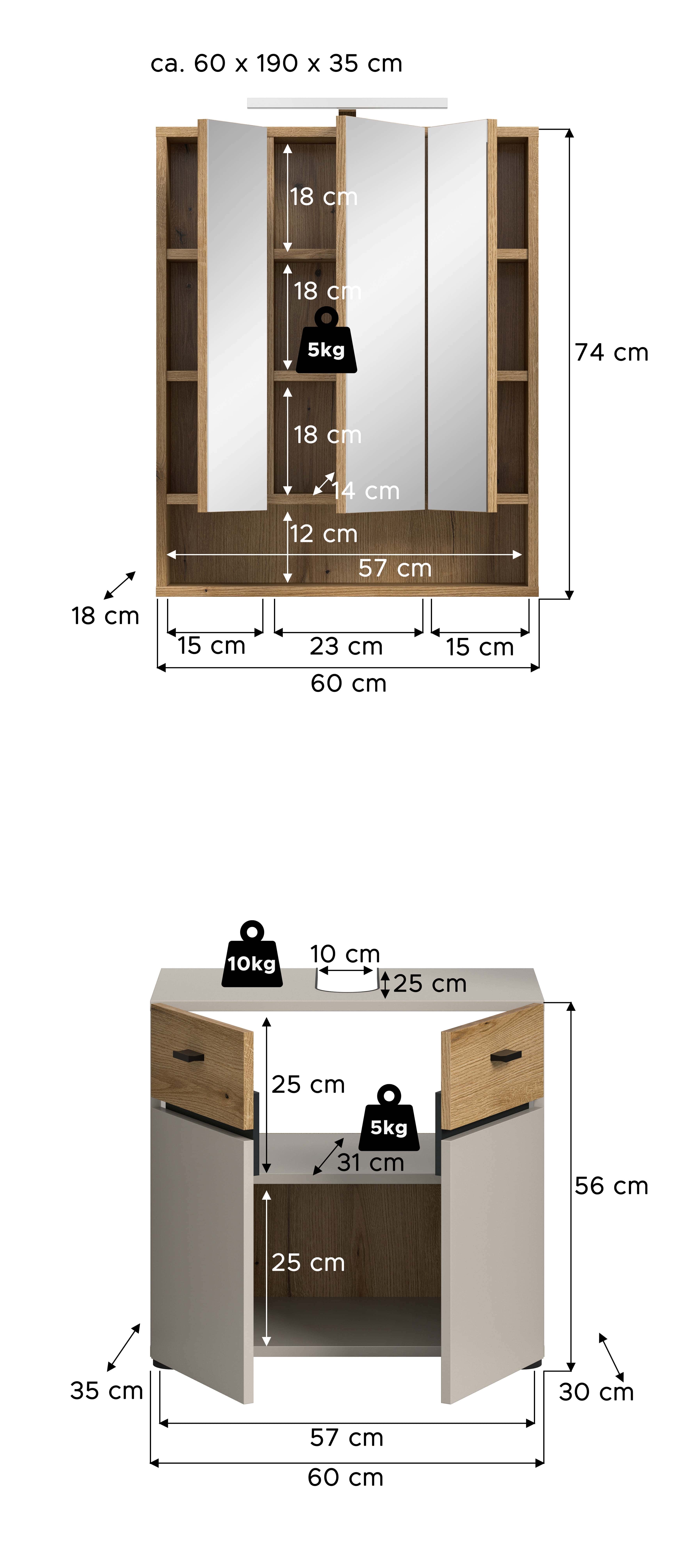 Aqua Badkombination inkl. Beleuchtung Aqua Badkombination inkl. Beleuchtung