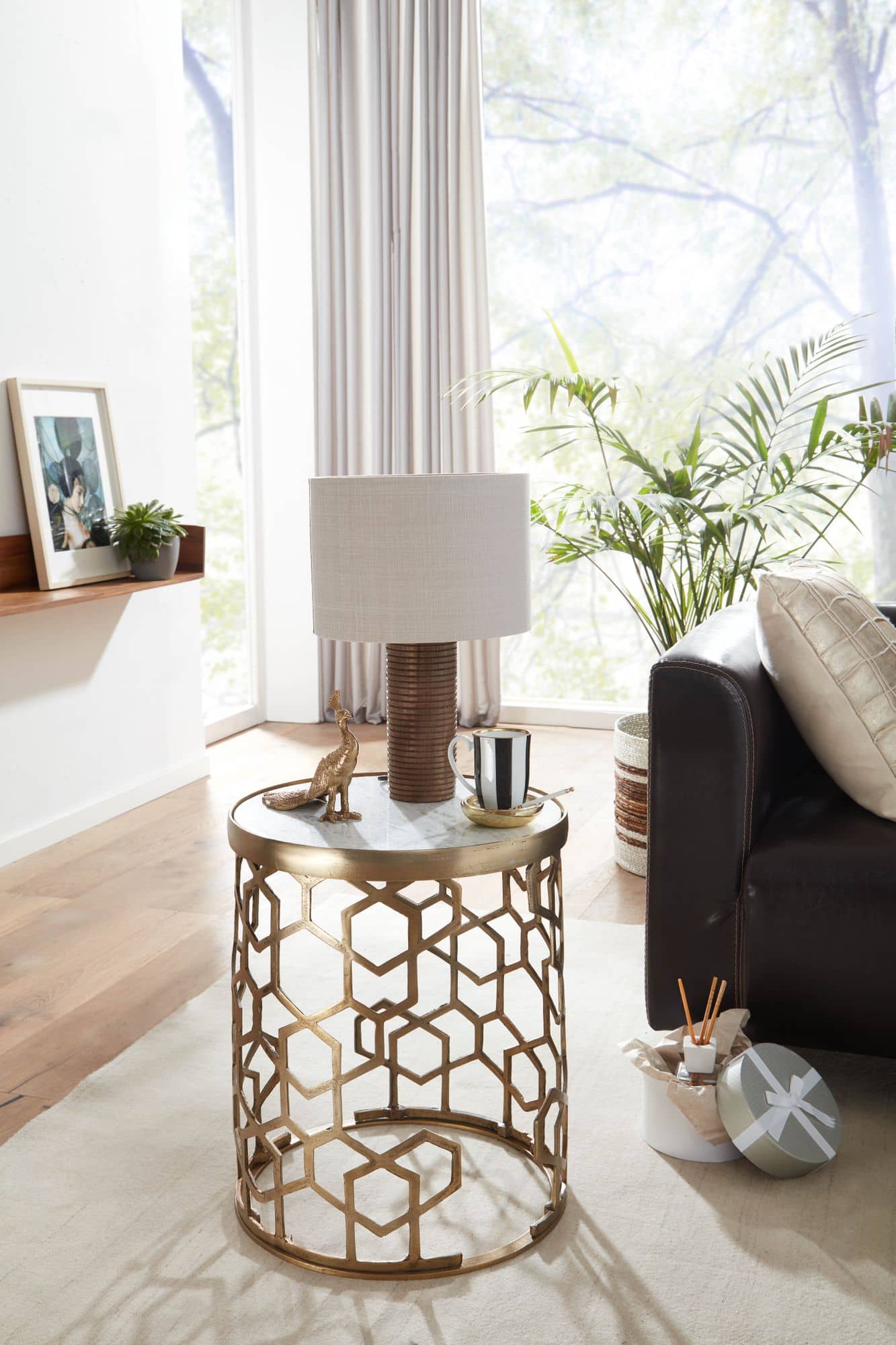 72550-Wohnling-Beistelltisch-46x46x55-cm-Marmor-WL6-629-1 Beistelltisch Echter Marmor Weiß 46x46x55 cm Anstelltisch Metall Gold