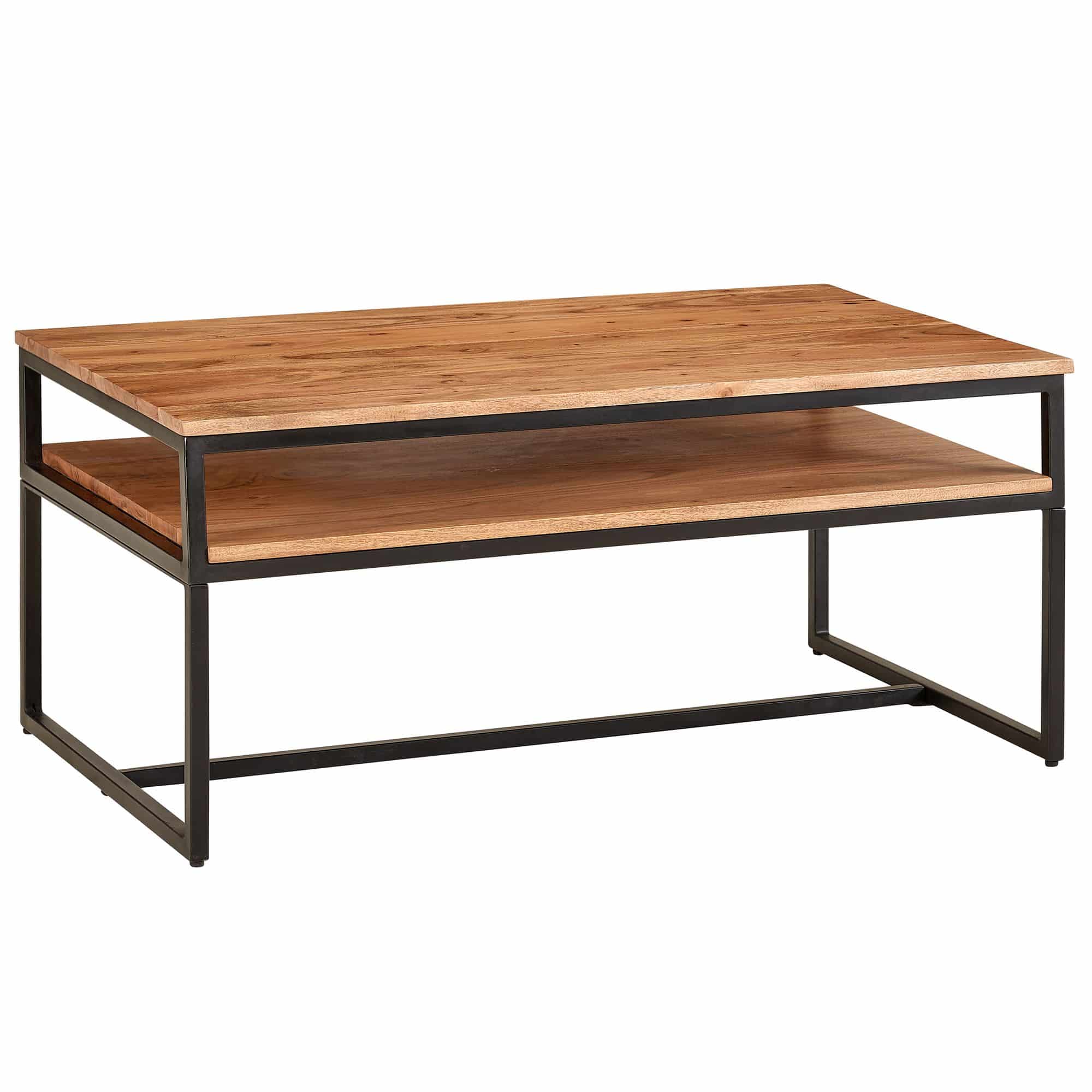 Couchtisch 100x60x45 cm Massivholz Metall Sofatisch Wohnzimmertisch Akazie Couchtisch 100x60x45 cm Massivholz Metall Sofatisch Wohnzimmertisch Akazie