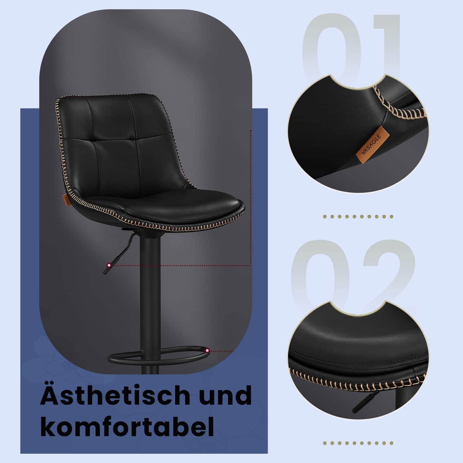 Barhocker 2er Set mit Rückenlehne tintenschwarz Barhocker 2er Set mit Rückenlehne tintenschwarz