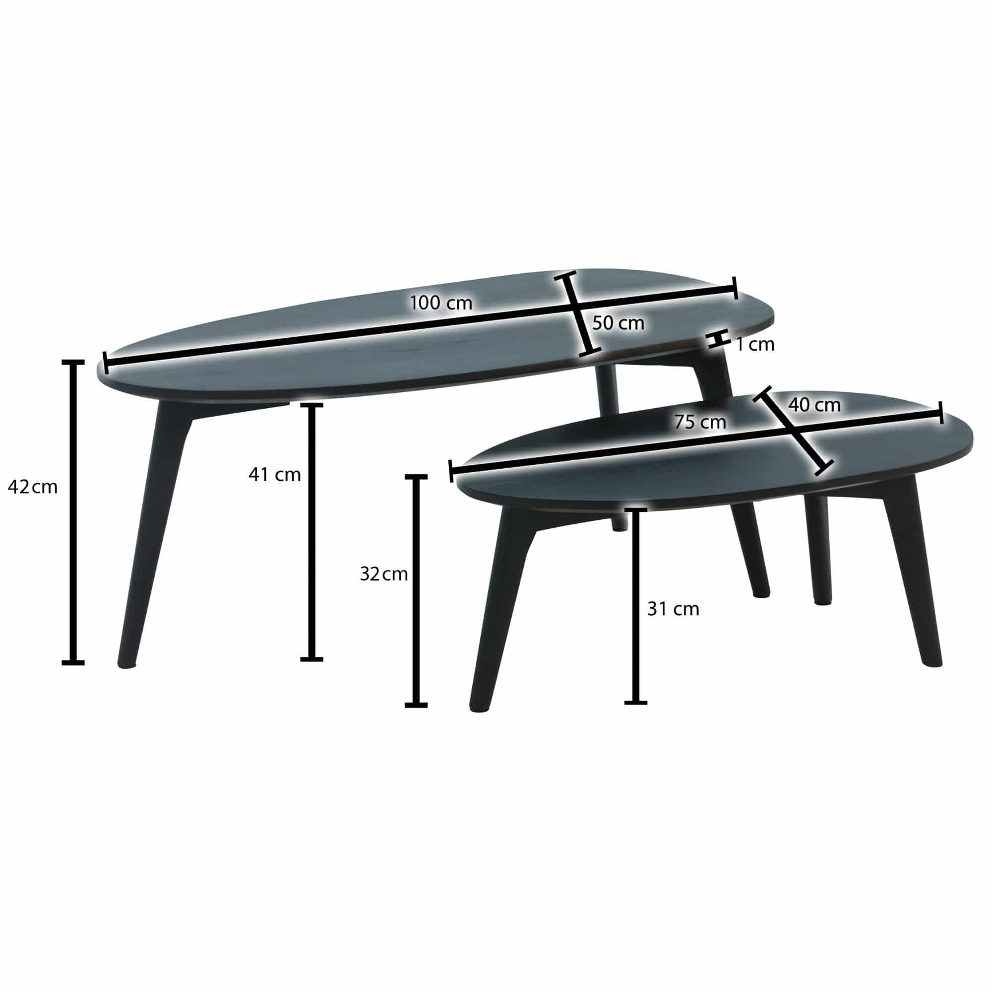 Design Couchtisch 2er Set Mango Massivholz Wohnzimmertisch Schwarz Design Couchtisch 2er Set Mango Massivholz Wohnzimmertisch Schwarz
