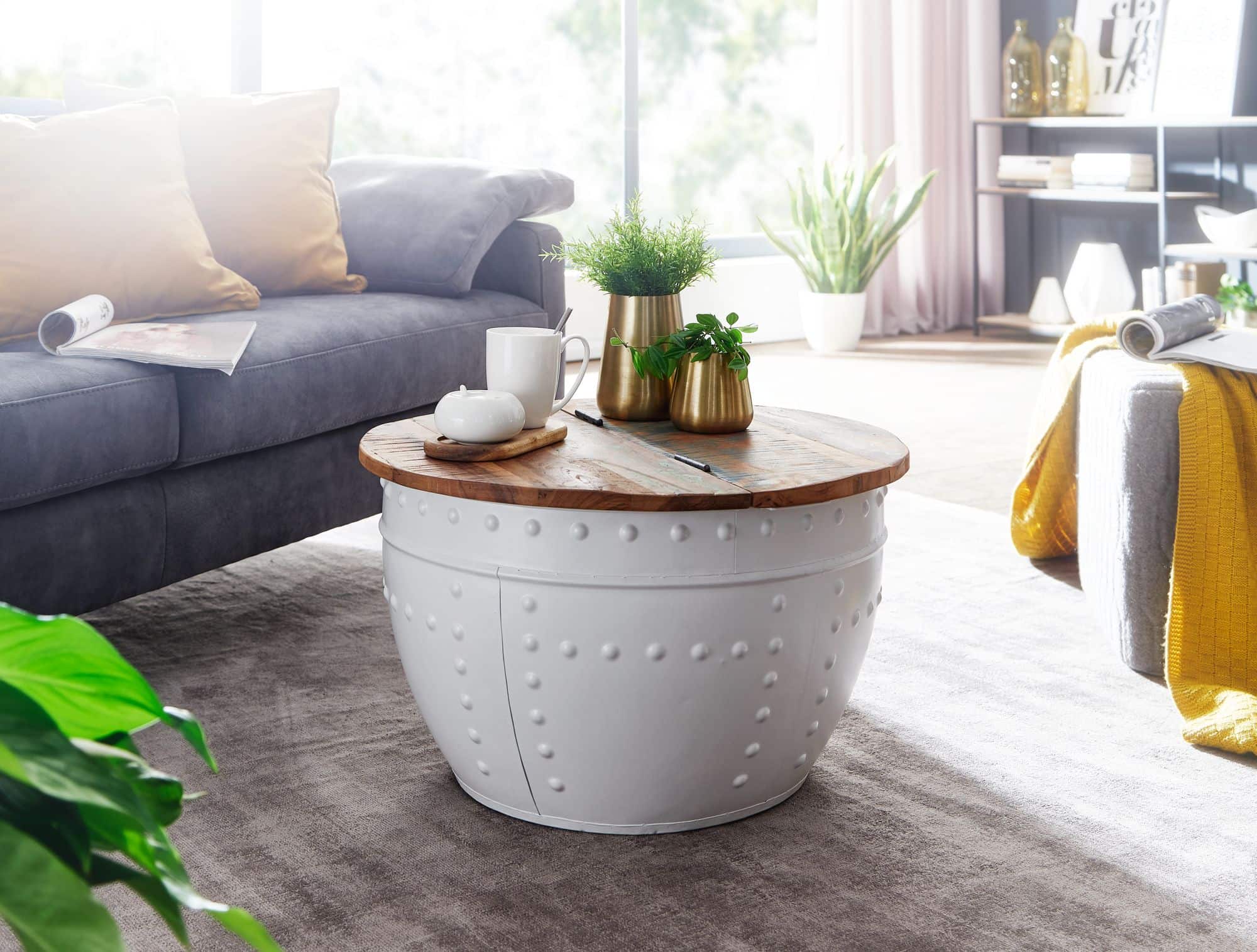 57889-WOHNLING-Couchtisch-weiss-60x60x35-cm-Mango-Holz-WL6-328-WL6-328_3 Couchtisch Mango 60x36x60 cm Massivholz Metall Weiß Industrial Rund