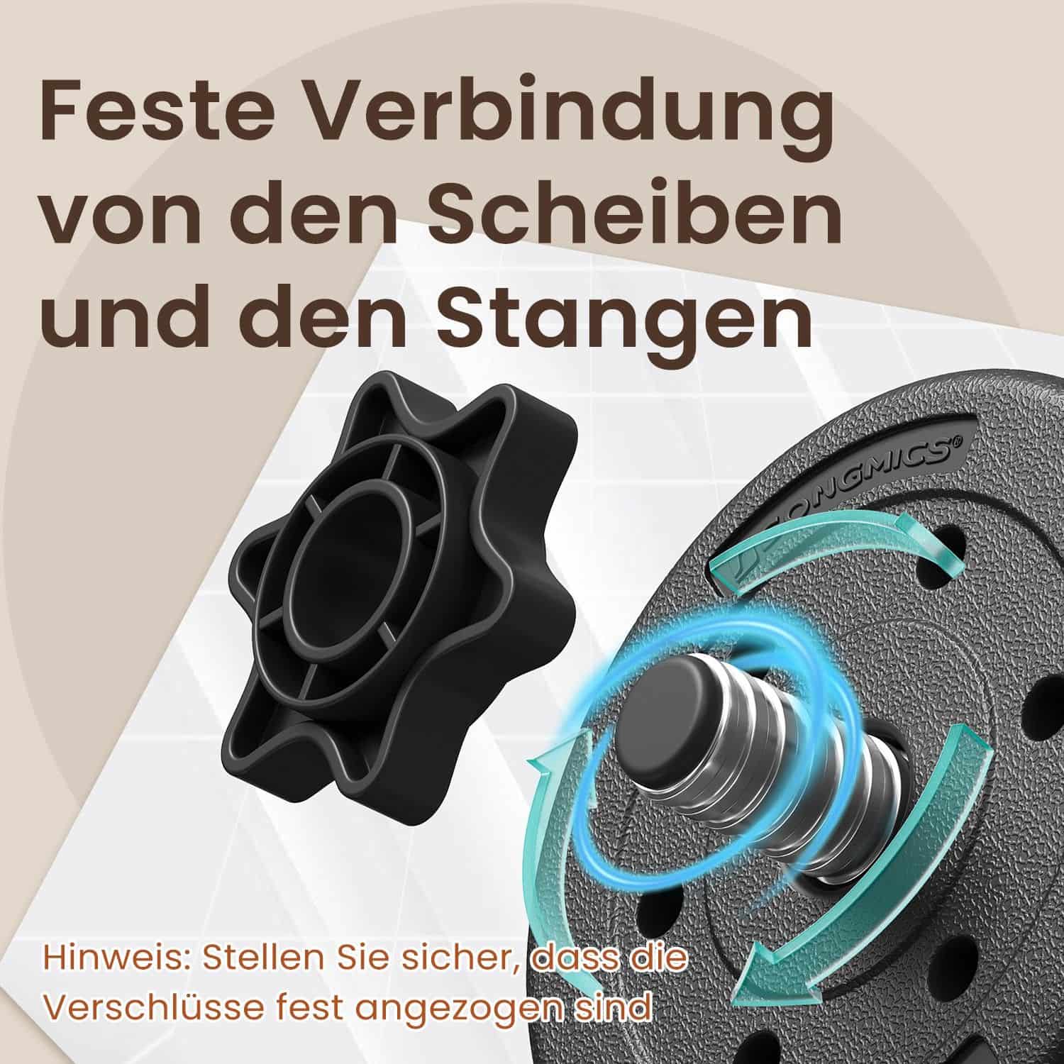 2-in-1-Hanteln, Hantelset mit Verbindungsstahlrohr, 2 x 15 kg, tintenschwarz 2-in-1-Hanteln, Hantelset mit Verbindungsstahlrohr, 2 x 15 kg, tintenschwarz