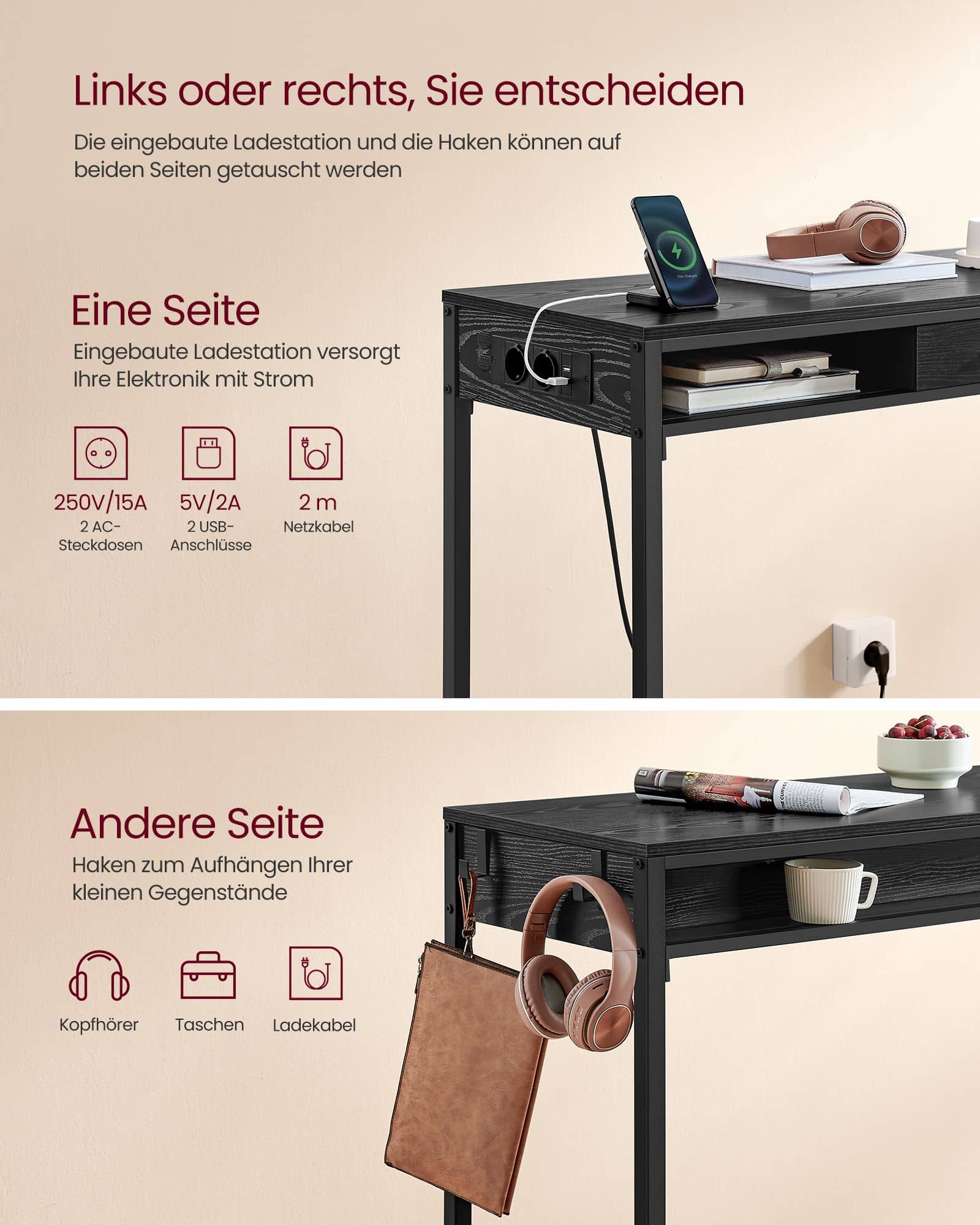 Bartisch mit Schublade 40 x 120 x 104,6 cm ebenholzschwarz Bartisch mit Schublade 40 x 120 x 104,6 cm ebenholzschwarz