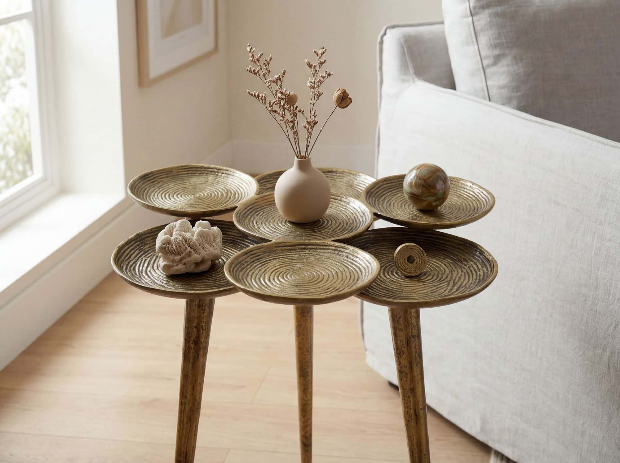 Beistelltisch Aluminium 46cm Gold - Couchtisch klein rund - Sofatisch modern - Wohnzimmertisch Metall - Design Tisch Ablagetisch Handmade Beistelltisch Aluminium 46cm Gold - Couchtisch klein rund - Sofatisch modern - Wohnzimmertisch Metall - Design Tisch Ablagetisch Handmade