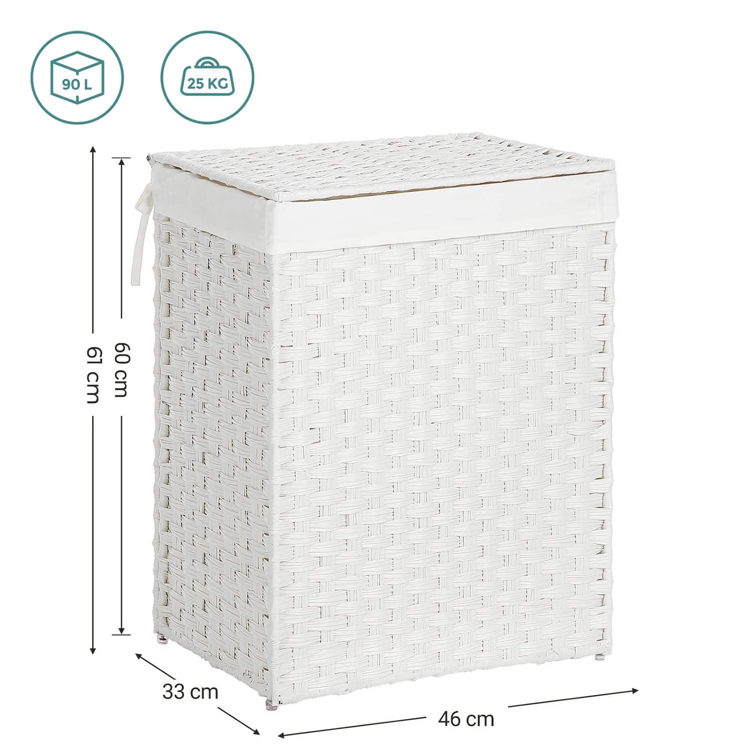 Wäschekorb aus Polyrattan Weiß Wäschekorb aus Polyrattan Weiß