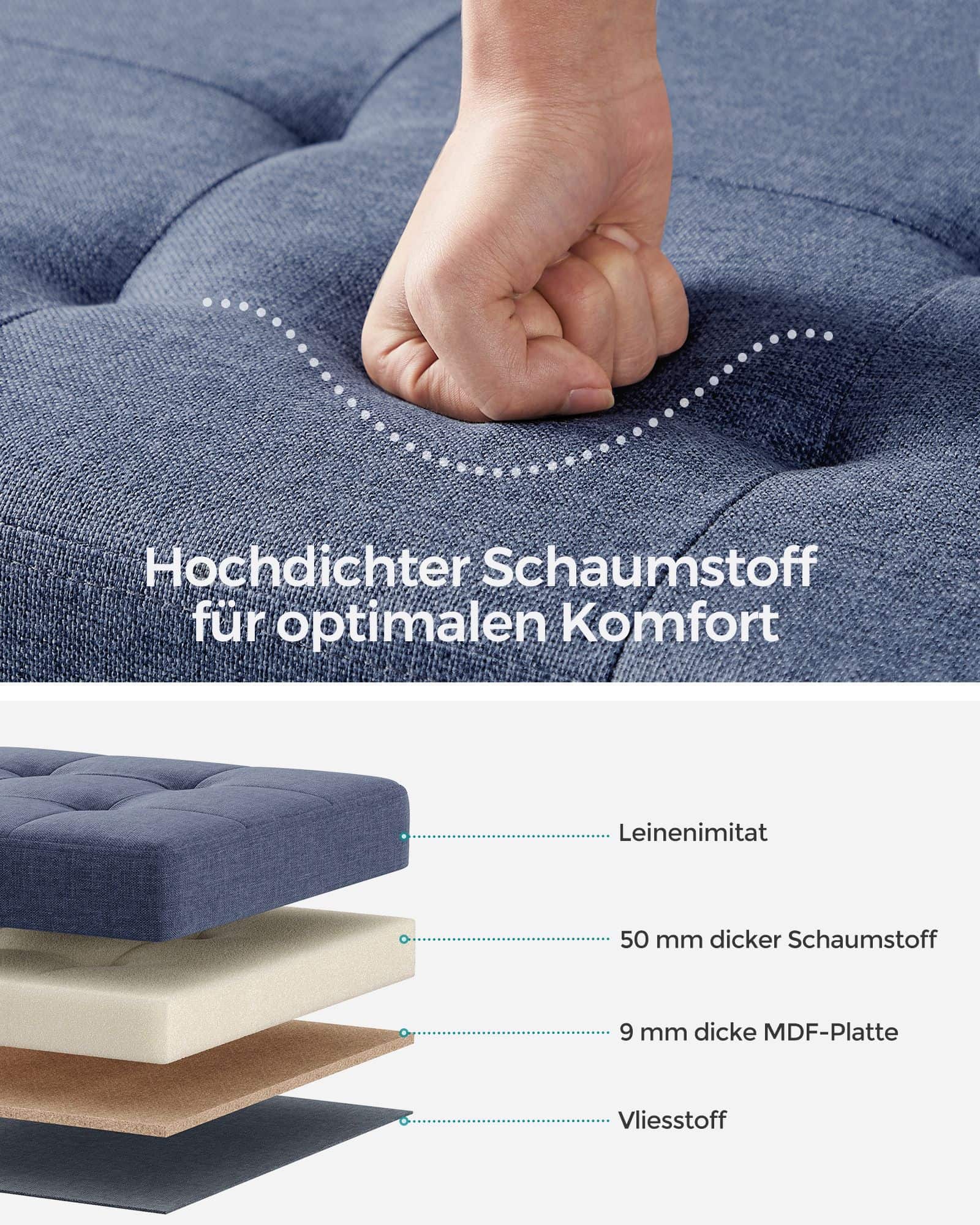 Sitzbank klappbar 38 x 76 x 40 cm mit Stauraum helldenimblau-LSF016Q11 Sitzbank klappbar 38 x 76 x 40 cm mit Stauraum helldenimblau-LSF016Q11