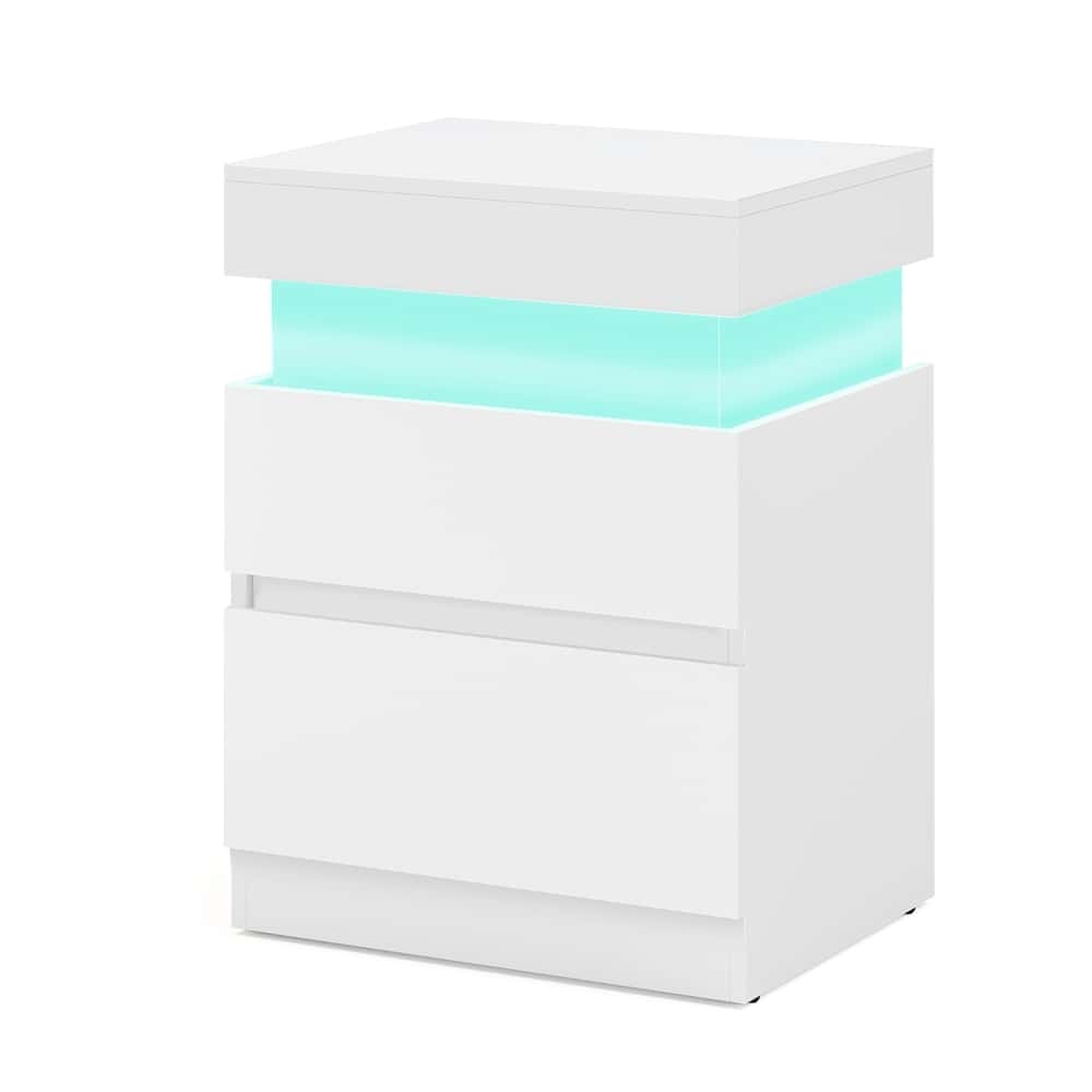 Beistelltisch mit Ladestation, Nachttisch mit Beleuchtung, Steckdosen