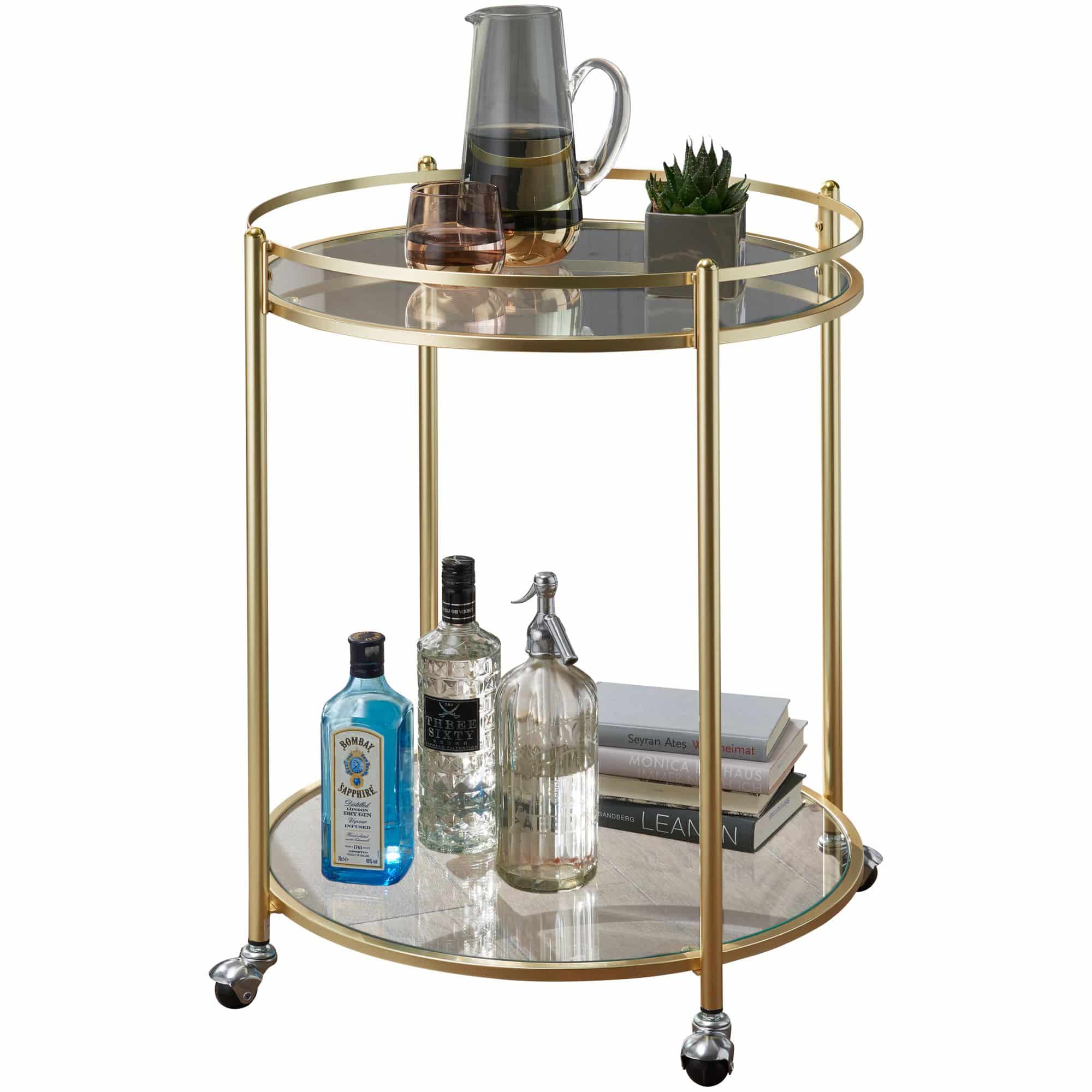 47926-WOHNLING-Servierwagen-JAMES-matt-gold-WL5-792s7rFriFUPA0ou Design Servierwagen Gold Ø 57 cm Beistelltisch