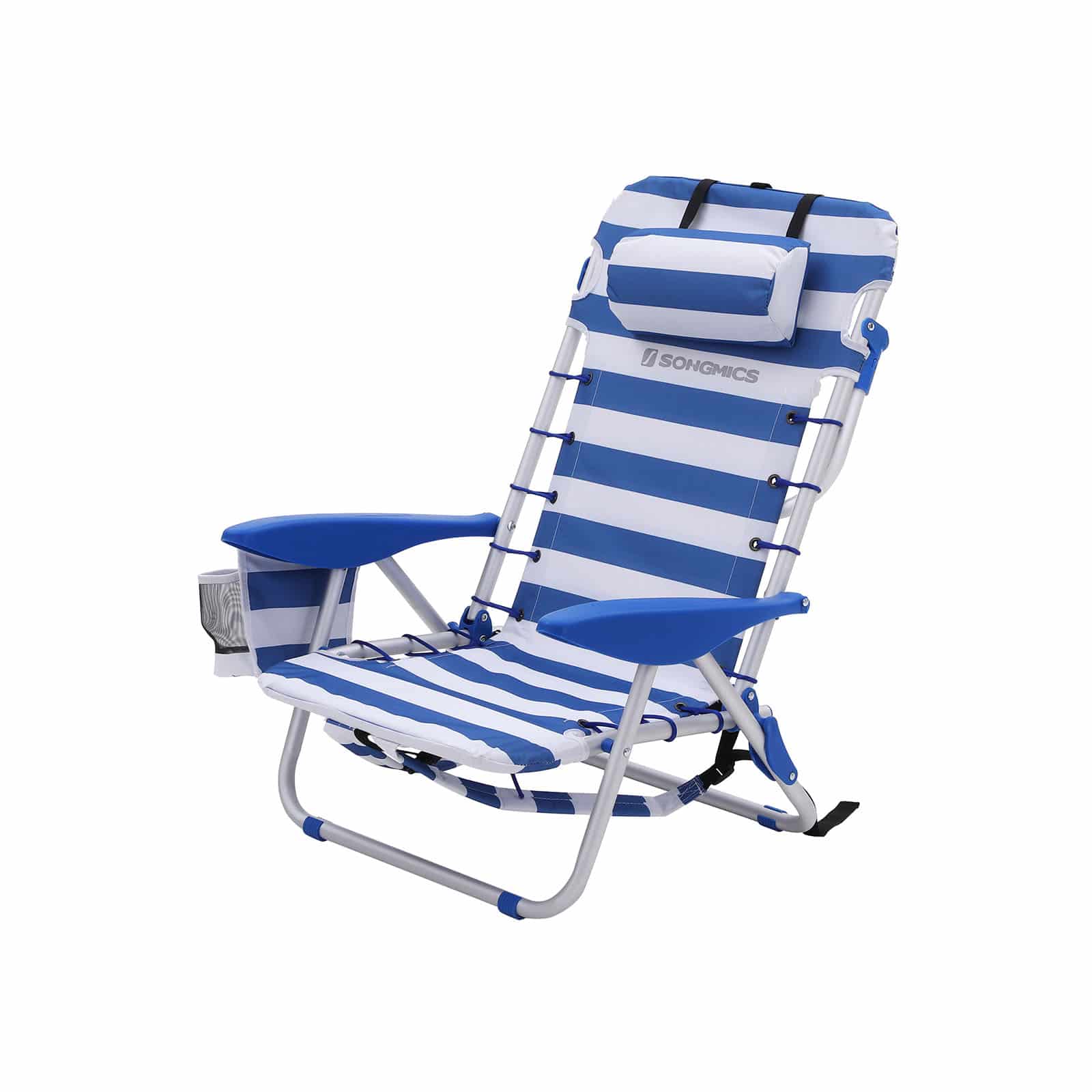 Strandstuhl mit Kissen Blau-Weiß-B34GCB62BU Strandstuhl mit Kissen Blau-Weiß-B34GCB62BU