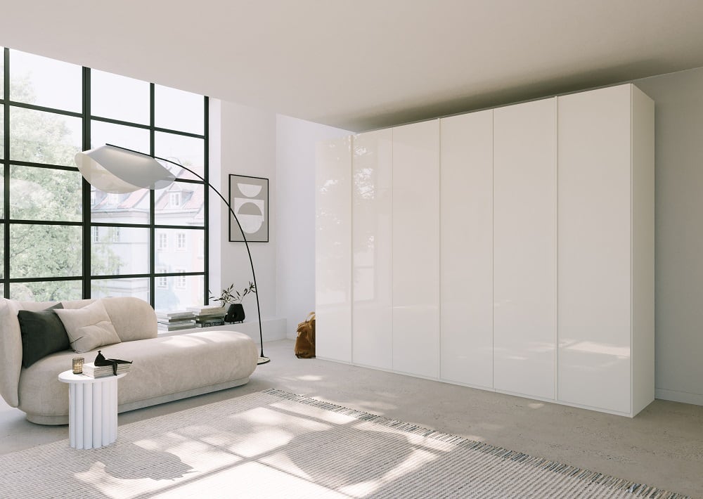 6-türiger Kleiderschrank SKAT Meridian von rauch mit Glasfront - in drei verschiedenen Farbvarianten, alpinweiß, seidengrau, graphit 6-türiger Kleiderschrank SKAT Meridian von rauch mit Glasfront - in drei verschiedenen Farbvarianten, alpinweiß, seidengrau, graphit