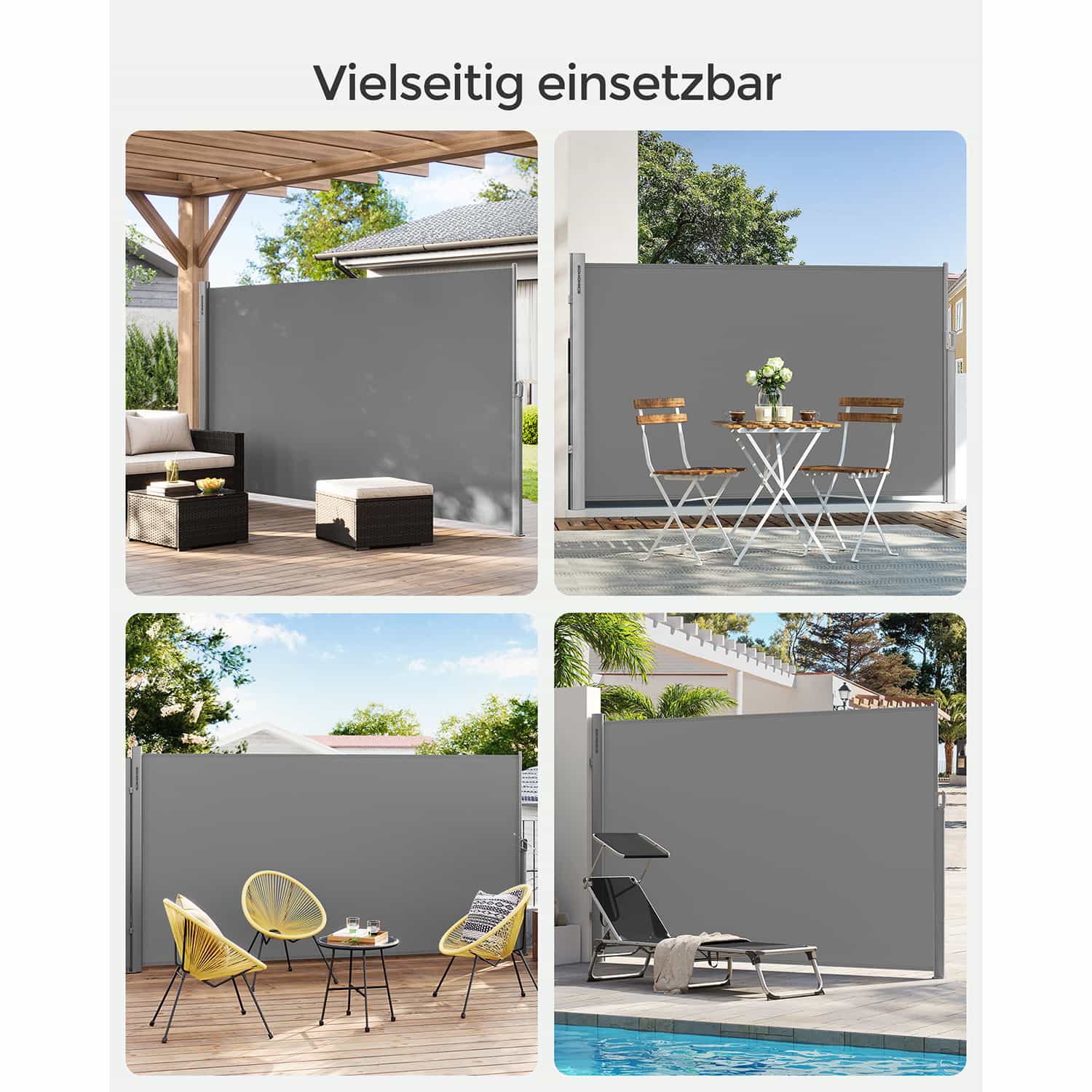 Seitenmarkise ausziehbar 160 x 400 cm für Balkon
