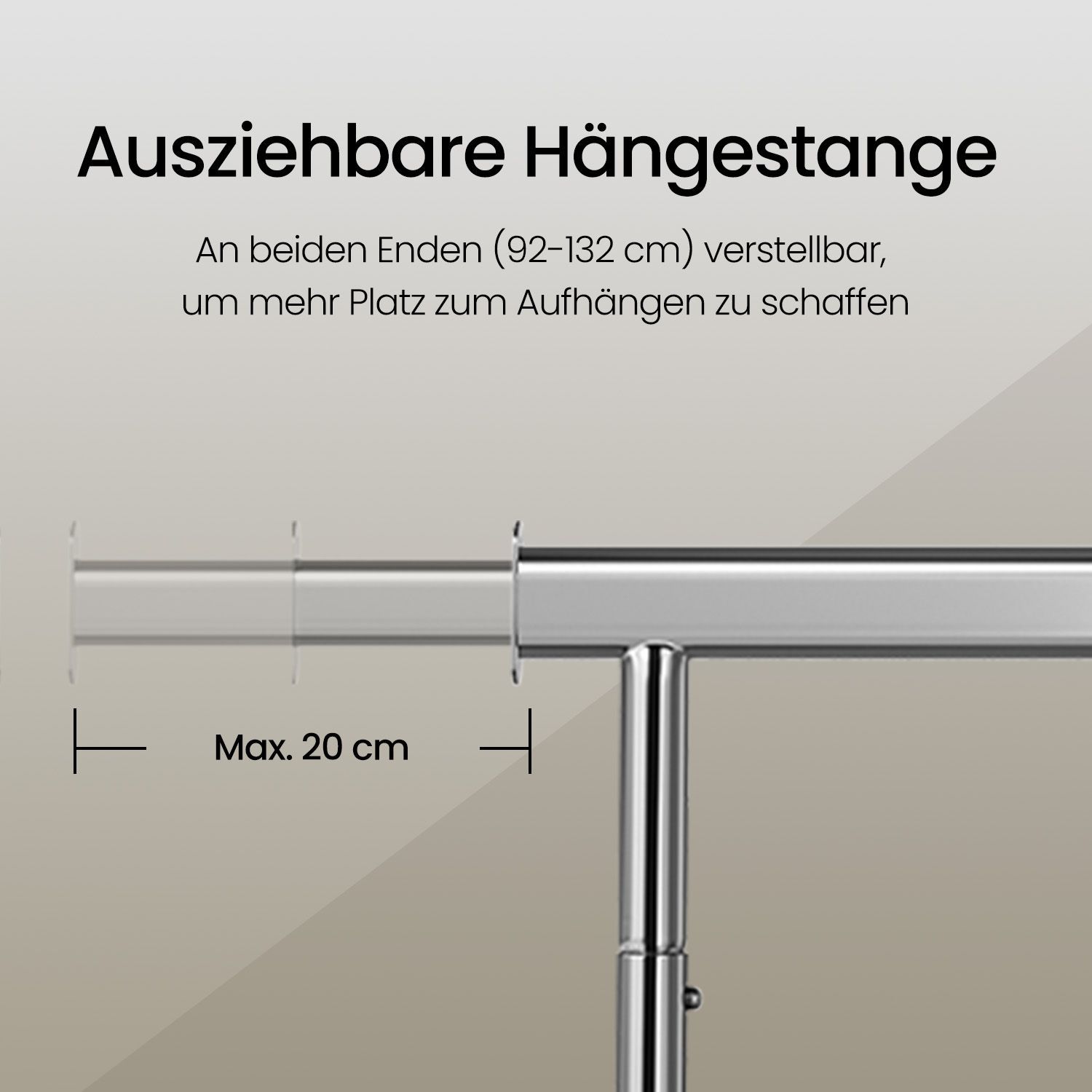 Kleiderständer auf Rollen, Schwerlast-Garderobenständer, ausziehbare Kleiderstang Kleiderständer auf Rollen, Schwerlast-Garderobenständer, ausziehbare Kleiderstang