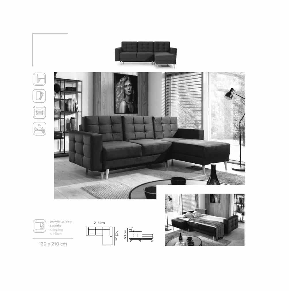 Ecksofa Asgard L mit Schlaffunktion – Eltap Monolith Retro Ecksofa Asgard L mit Schlaffunktion – Eltap Monolith Retro