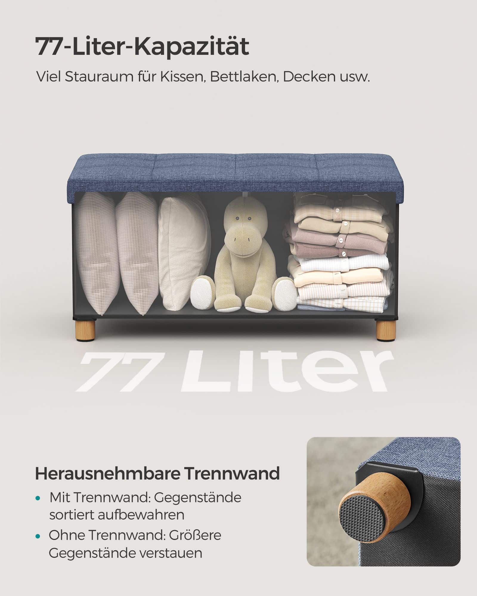 Sitzbank klappbar 38 x 76 x 40 cm mit Stauraum helldenimblau-LSF016Q11 Sitzbank klappbar 38 x 76 x 40 cm mit Stauraum helldenimblau-LSF016Q11