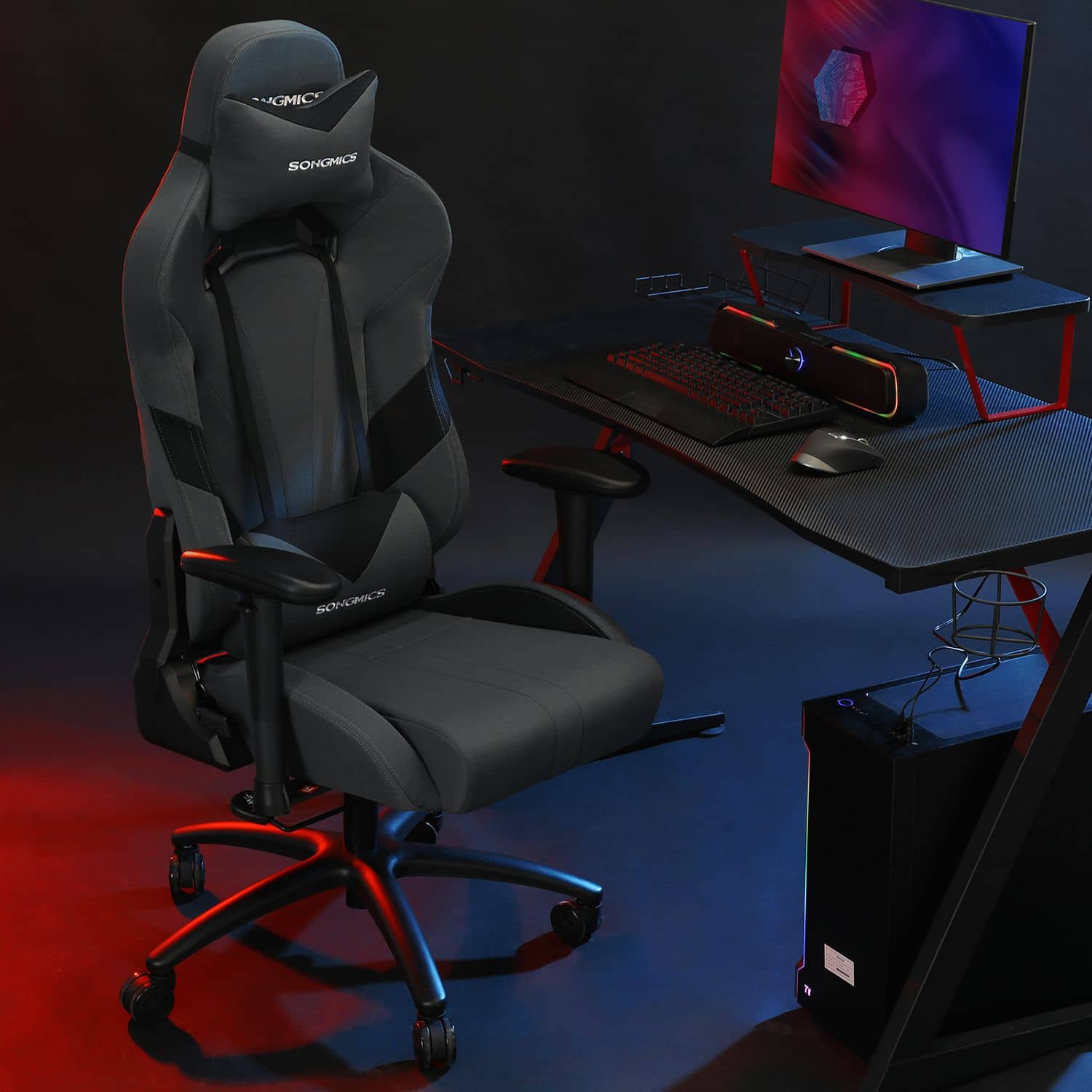 Gamingstuhl mit Lendenkissen Grau-B34RCG13G Gamingstuhl mit Lendenkissen Grau-B34RCG13G