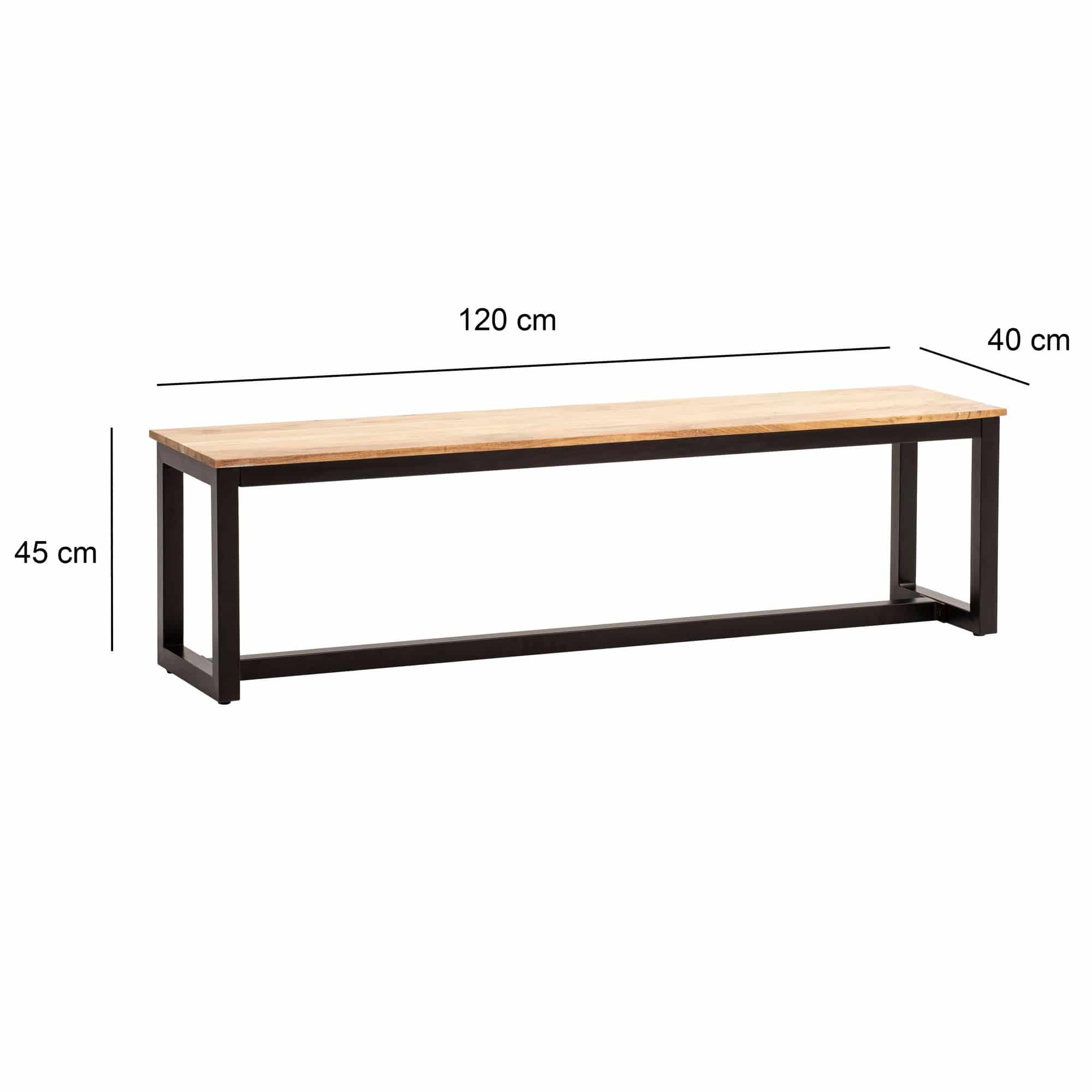 Esszimmerbank 120x40x45 cm Akazie Massivholz Metall Loft-Style Esszimmerbank 120x40x45 cm Akazie Massivholz Metall Loft-Style
