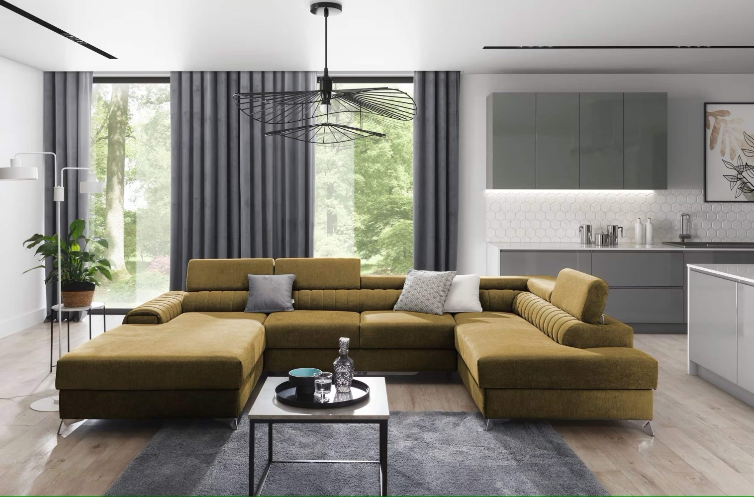 Wohnlandschaft mit Schlaffunktion Lacante und Bettkasten im modernen Design für stilvolles Wohnen Wohnlandschaft mit Schlaffunktion Lacante und Bettkasten im modernen Design für stilvolles Wohnen