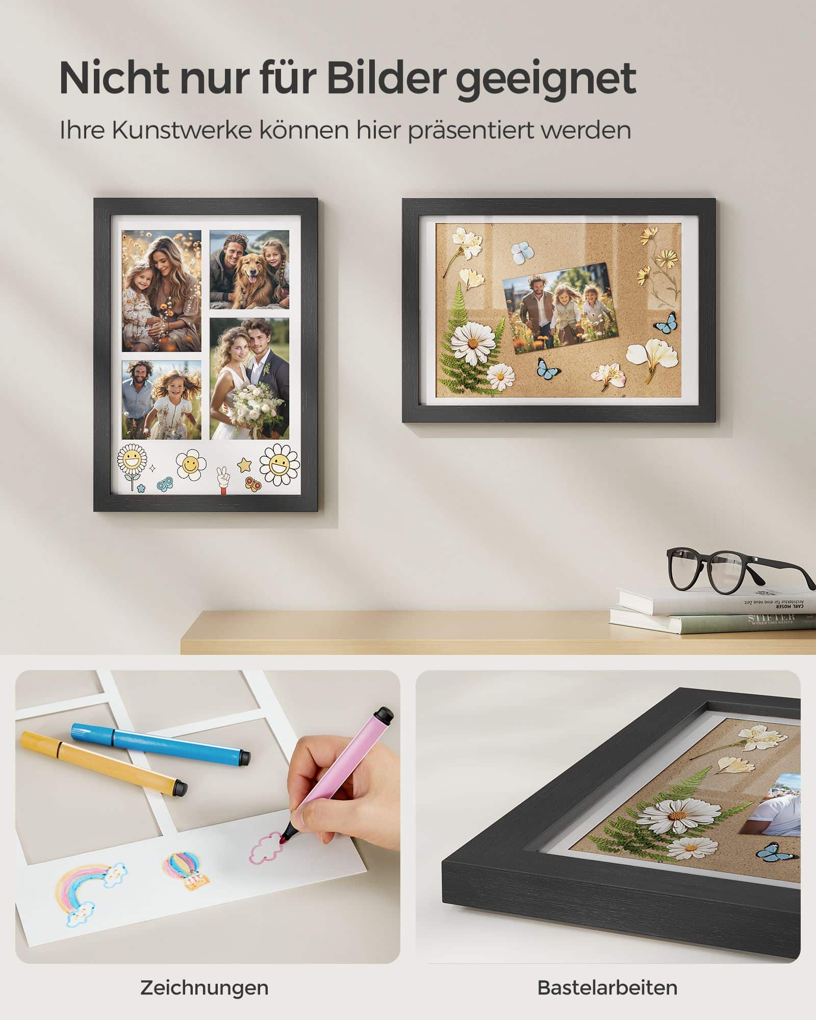 Bilderrahmen A4 für mehere Bilder eschenschwarz Bilderrahmen A4 für mehere Bilder eschenschwarz